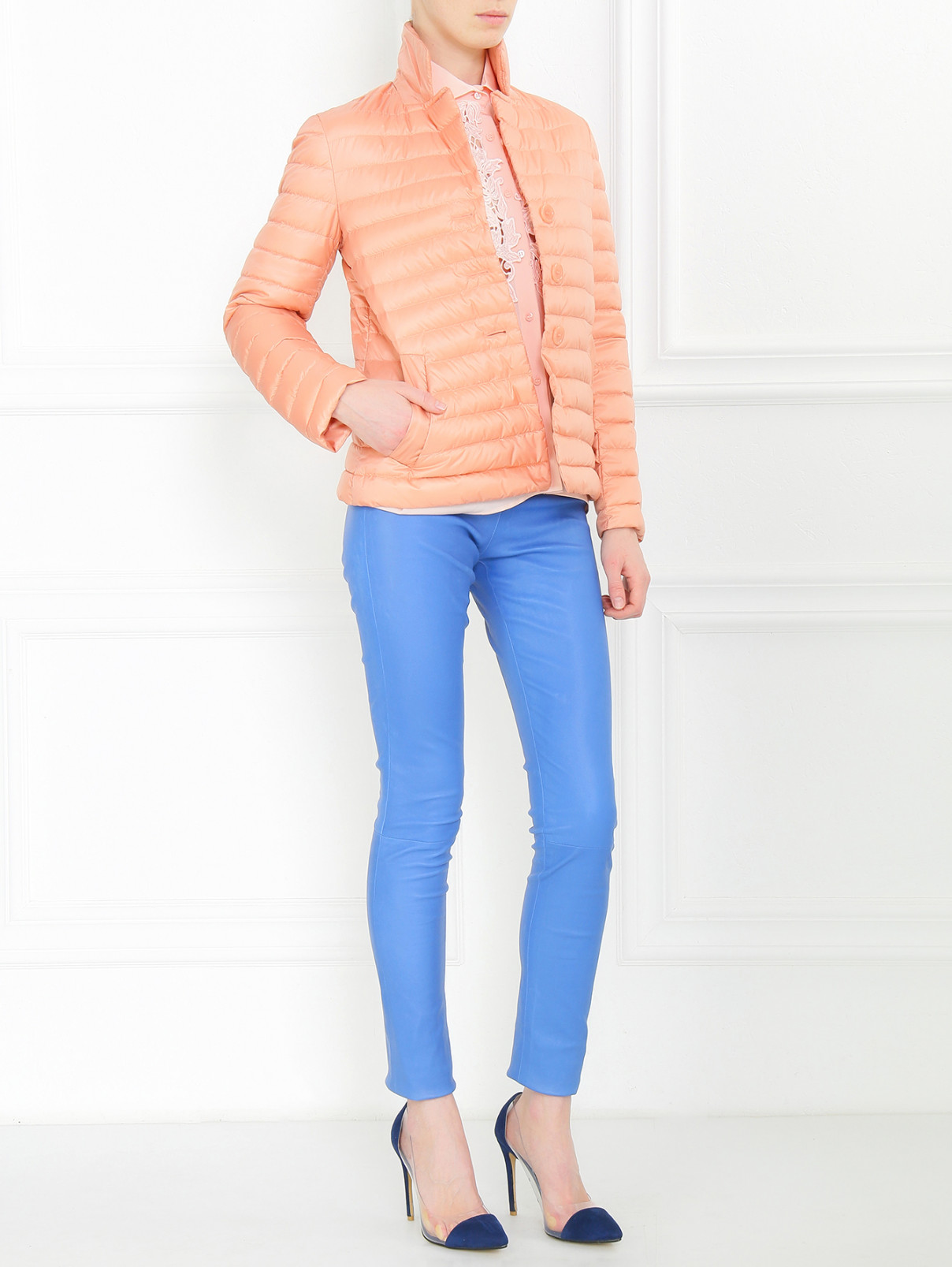Укороченная стеганая куртка Aspesi  –  Модель Общий вид  – Цвет:  Розовый