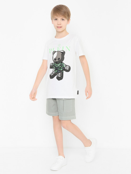 Хлопковая футболка со стразами Philipp Plein - МодельОбщийВид