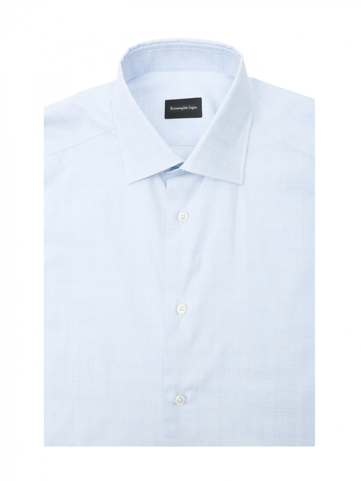 Рубашка из хлопка с короткими рукавами Ermenegildo Zegna  –  Общий вид  – Цвет:  Синий