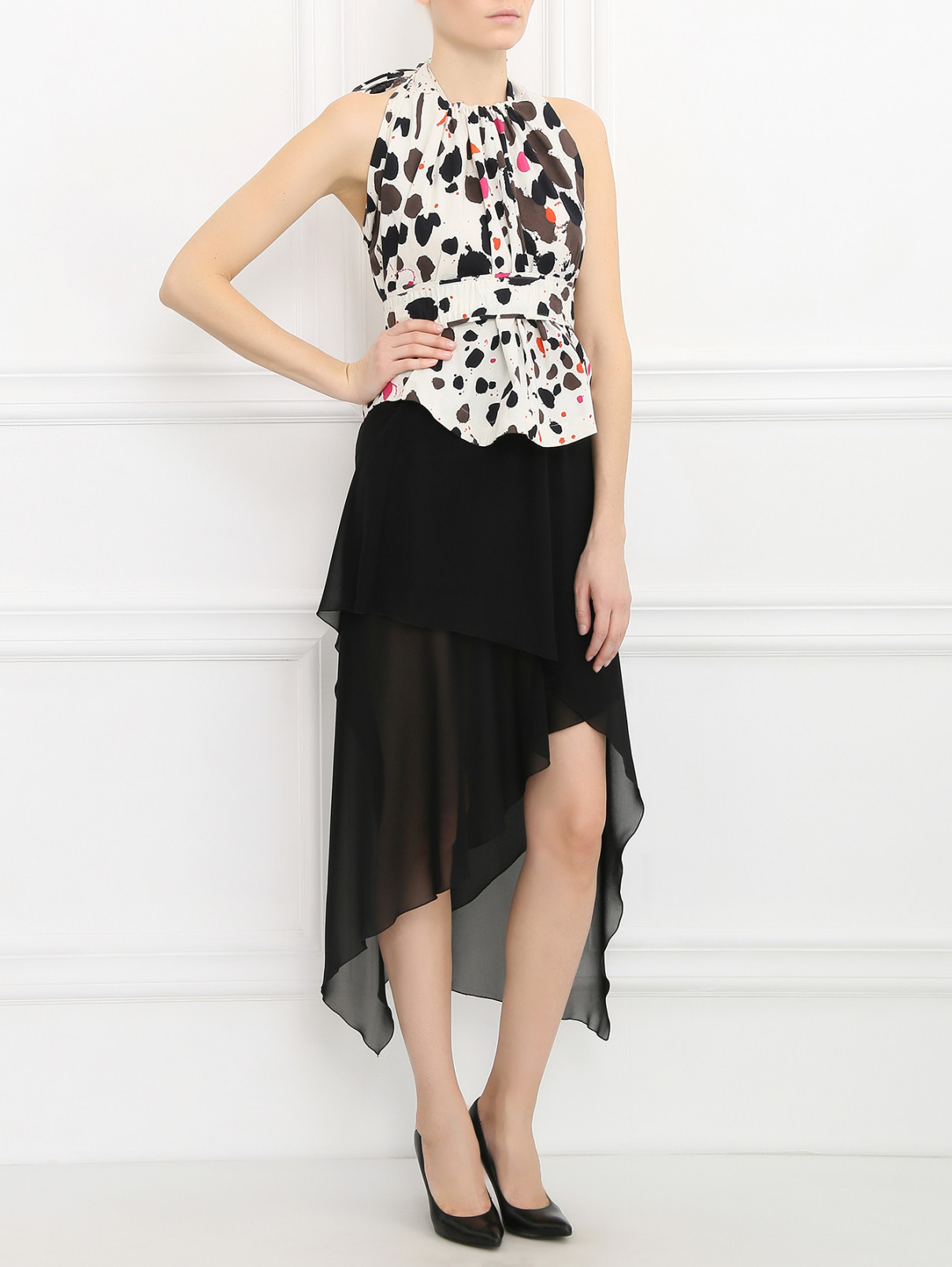Асимметричная юбка на резинке Isola Marras  –  Модель Общий вид  – Цвет:  Черный