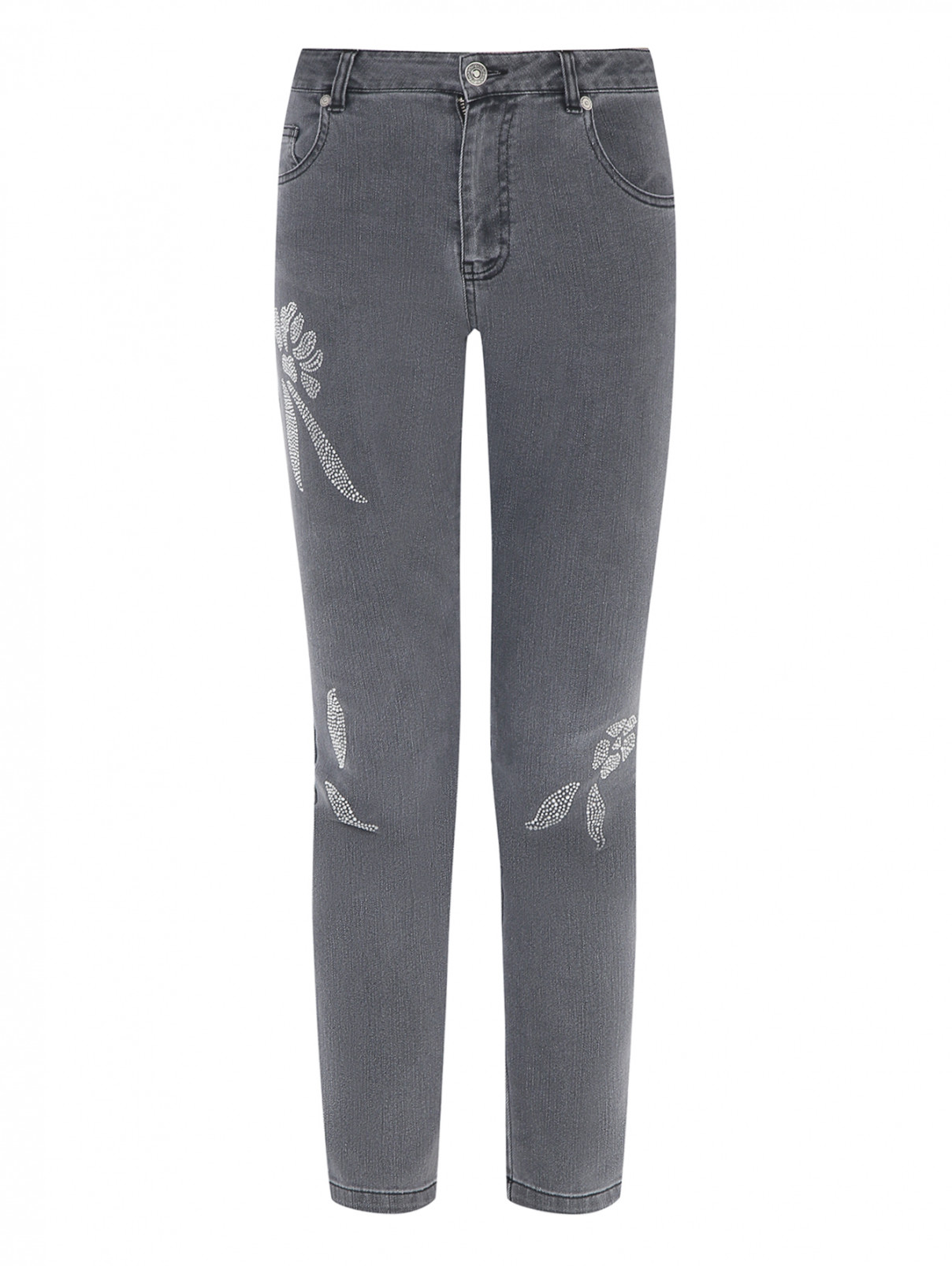 Прямые джинсы со стразами Ermanno Scervino Junior  –  Общий вид  – Цвет:  Серый