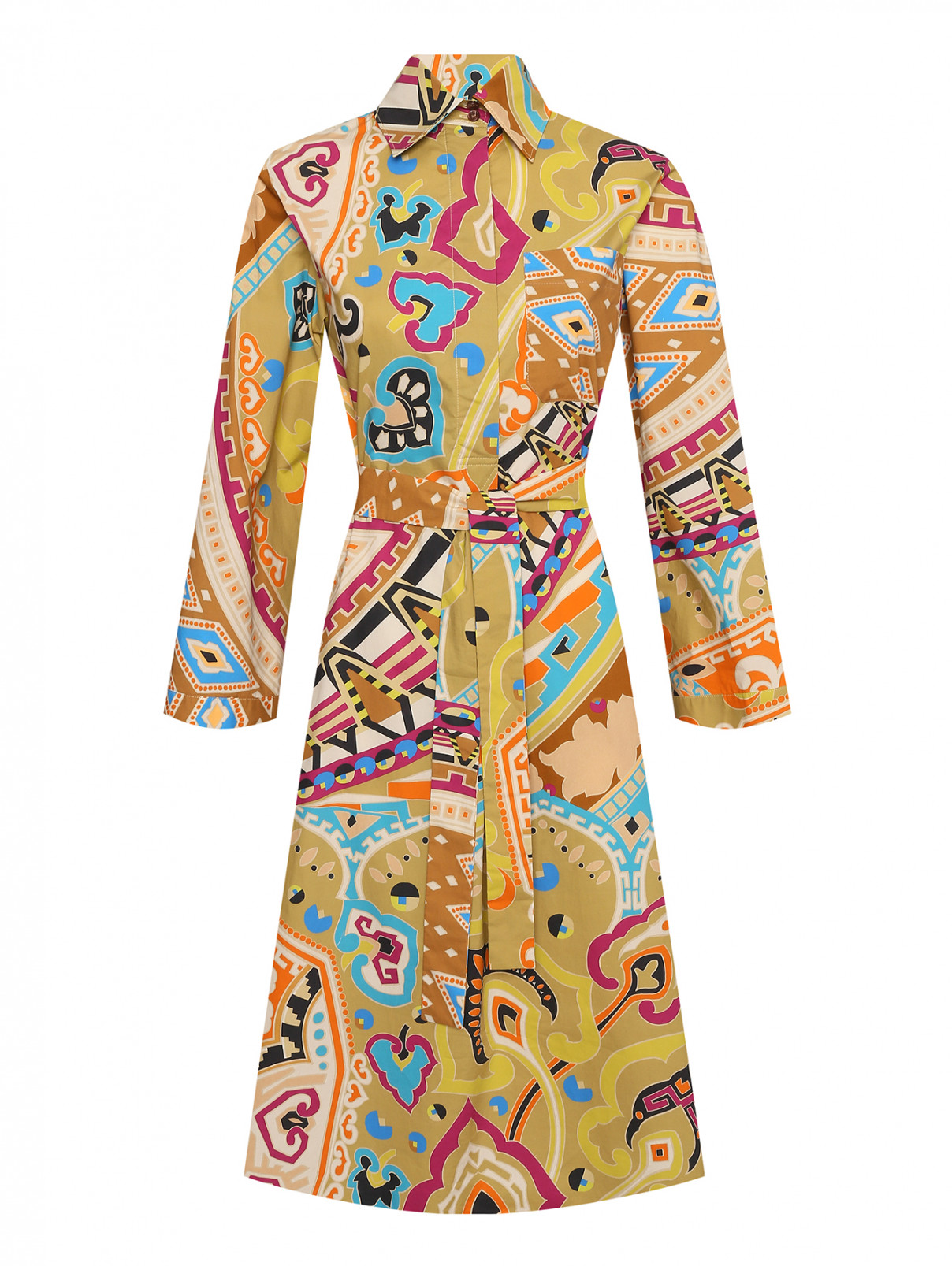 Платье-рубашка из хлопка с узором Etro  –  Общий вид  – Цвет:  Узор