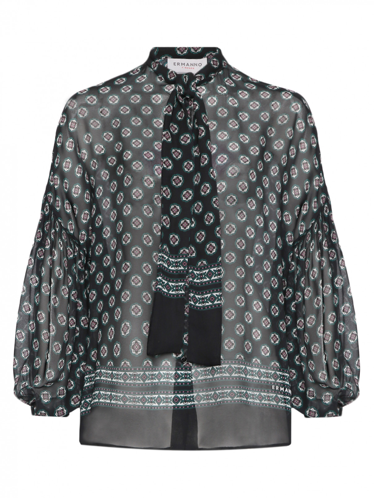 Блуза с узором Ermanno Firenze  –  Общий вид  – Цвет:  Мультиколор