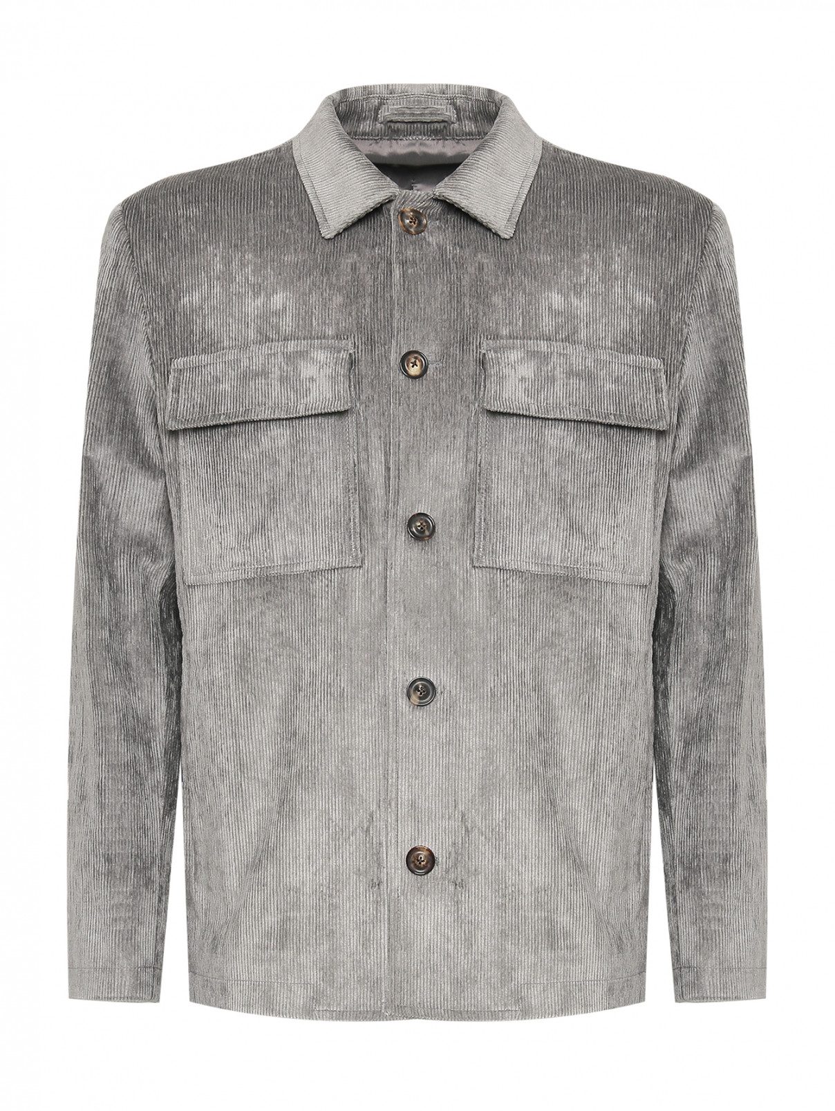 Куртка из вельвета на пуговицах LARDINI  –  Общий вид  – Цвет:  Серый