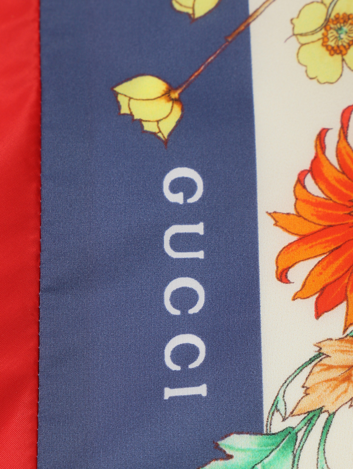 Куртка ветрозащитная с цветочным орнаментом Gucci  –  Деталь1  – Цвет:  Красный