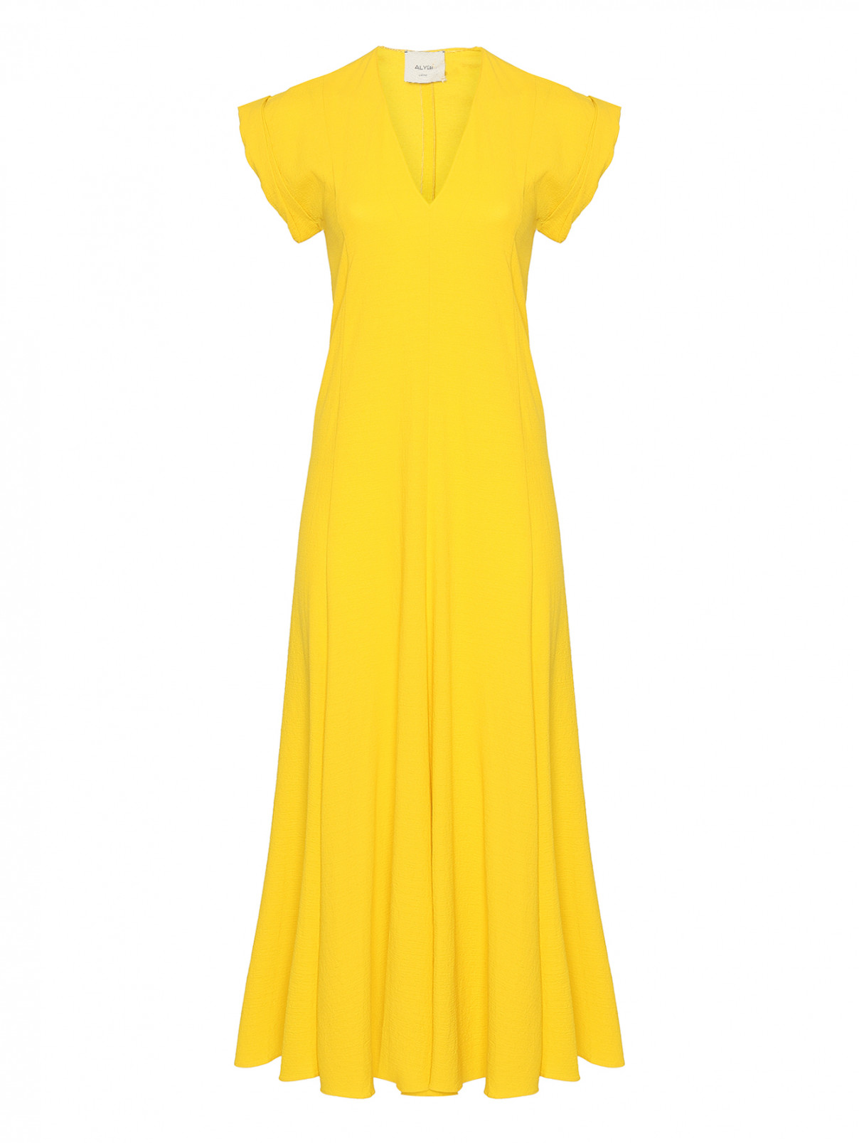 Платье-макси из вискозы и хлопка Alysi  –  Общий вид  – Цвет:  Желтый