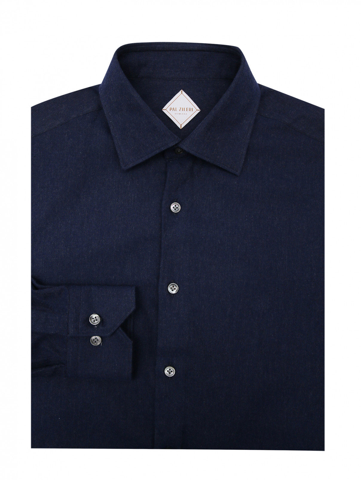 Рубашка трикотажная из хлопка и кашемира Pal Zileri  –  Общий вид  – Цвет:  Синий