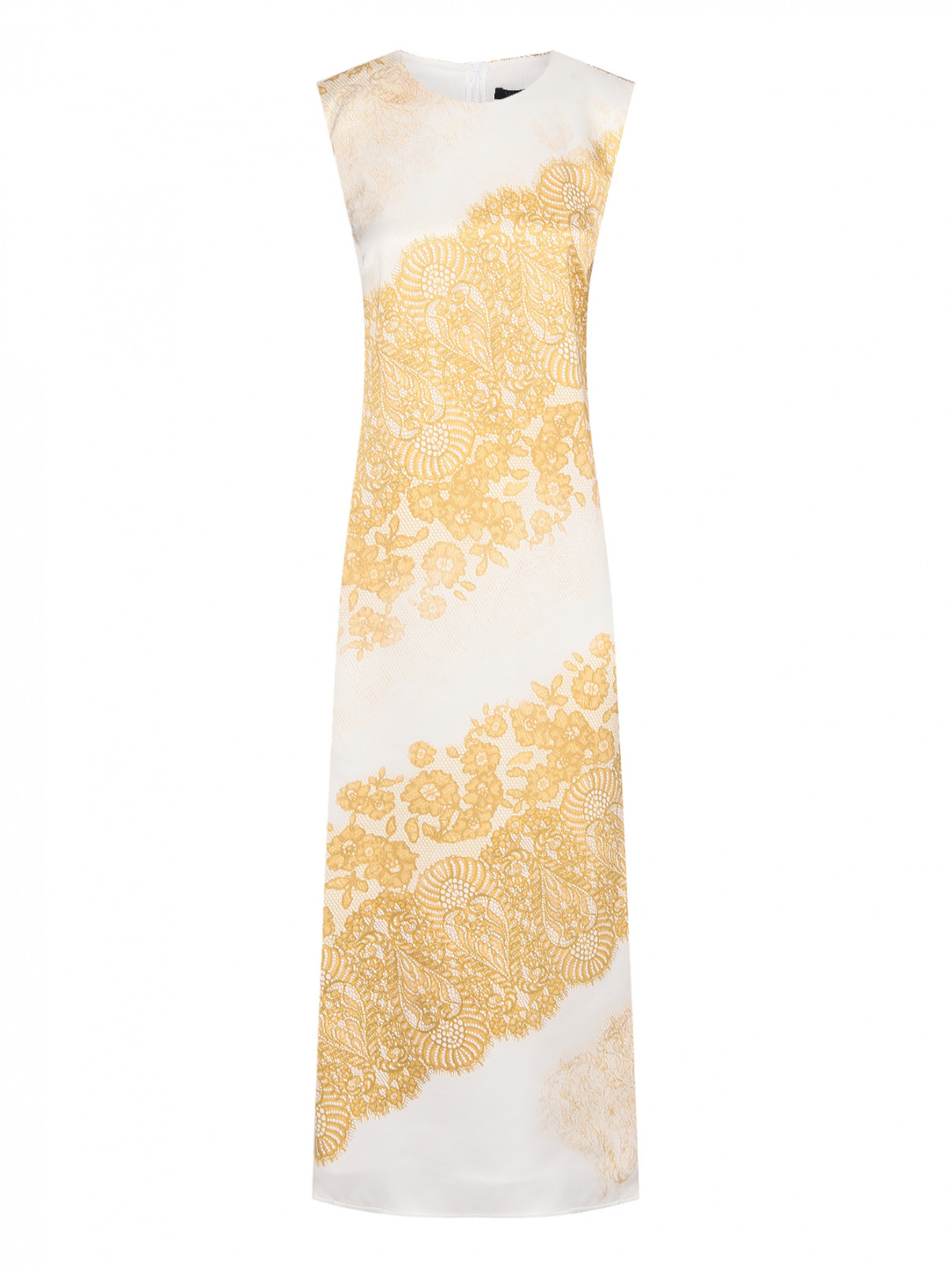 Платье из вискозы с узором Marina Rinaldi  –  Общий вид  – Цвет:  Белый