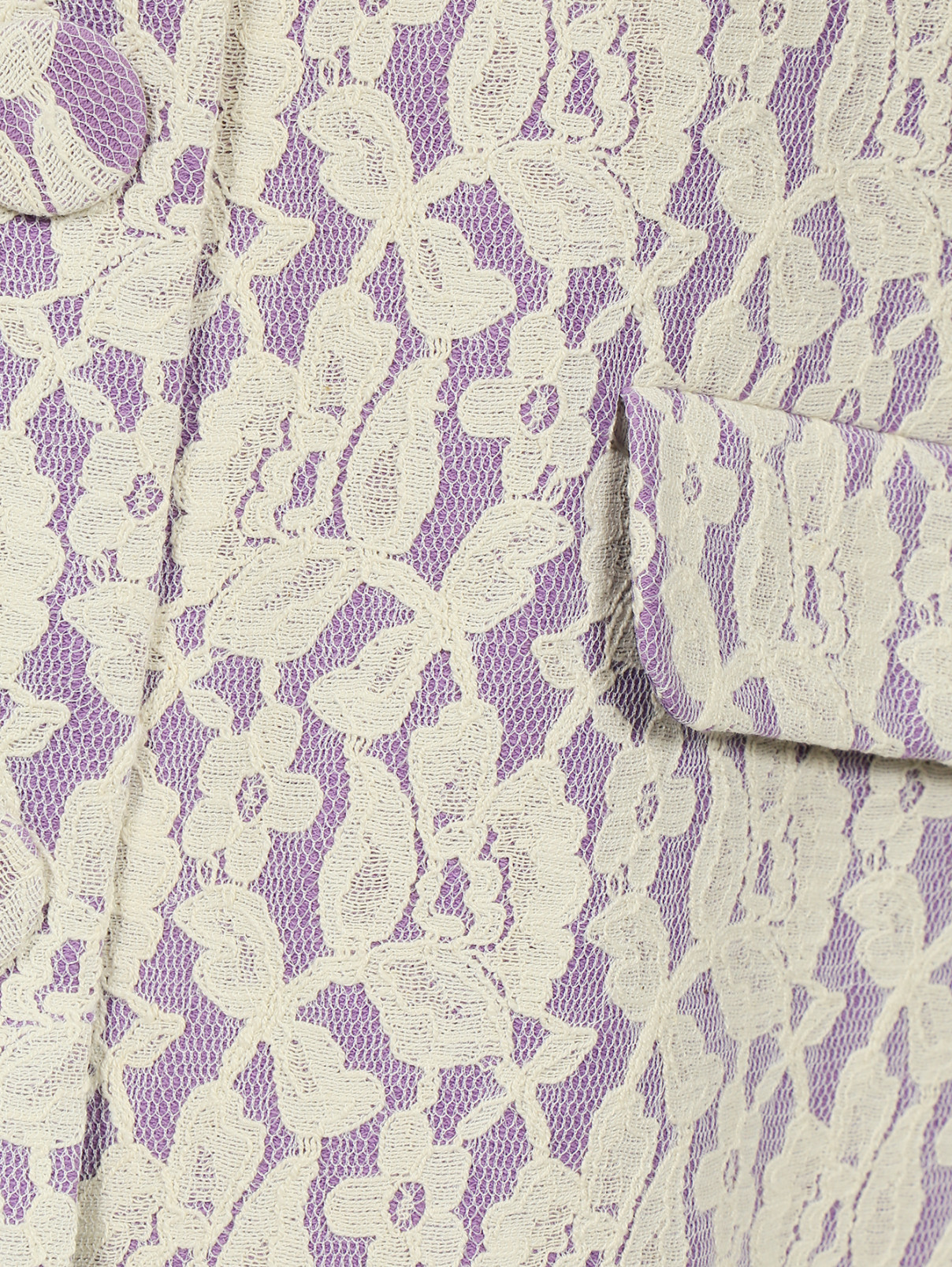 Пальто из хлопка декорированное кружевом Moschino Boutique  –  Деталь1  – Цвет:  Фиолетовый