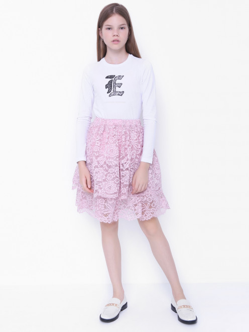 Лонгслив с вышивкой и стразами Ermanno Scervino Junior - МодельОбщийВид
