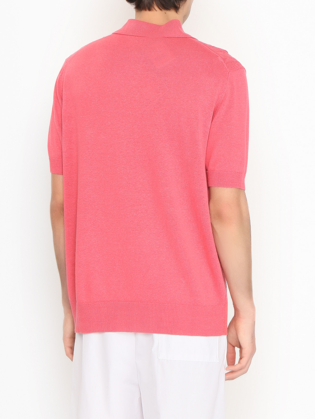 Поло из шелка и льна Piacenza Cashmere 1733  –  МодельВерхНиз1  – Цвет:  Розовый