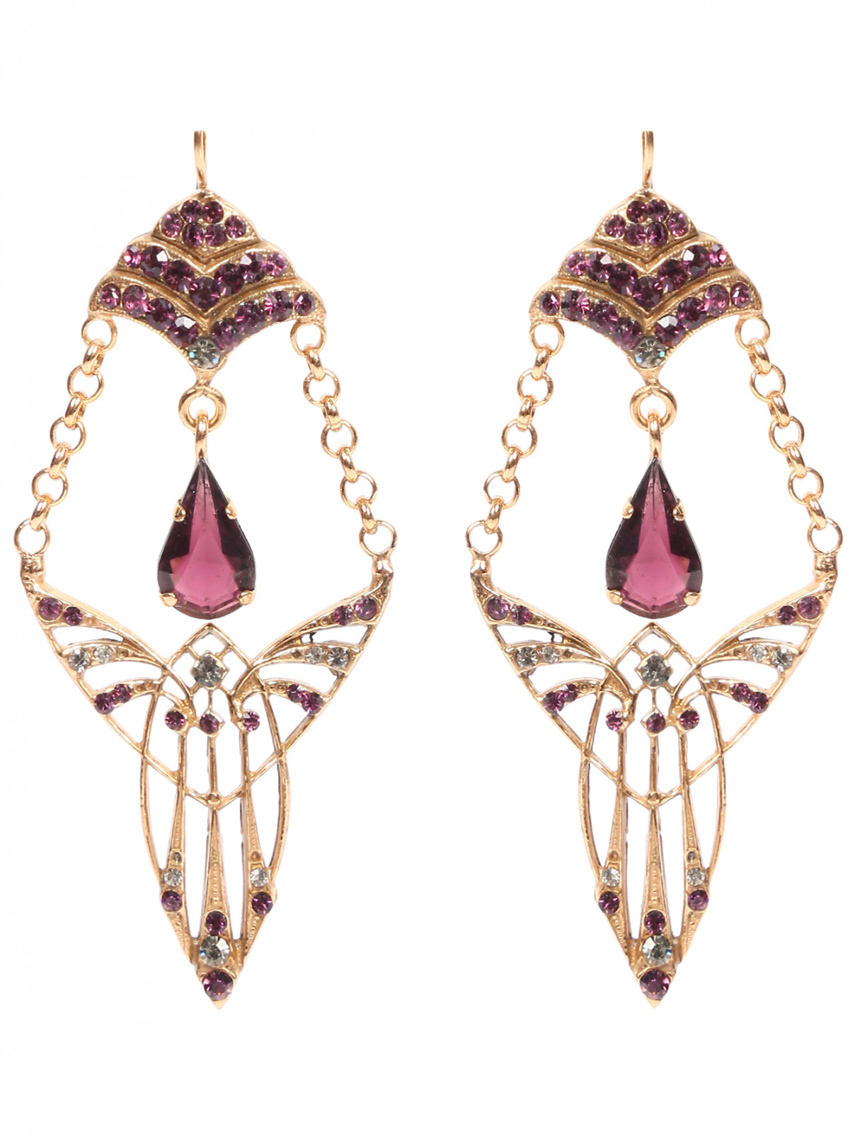 Серьги из металла декорированные кристаллами Dueci Bijoux  –  Общий вид  – Цвет:  Фиолетовый