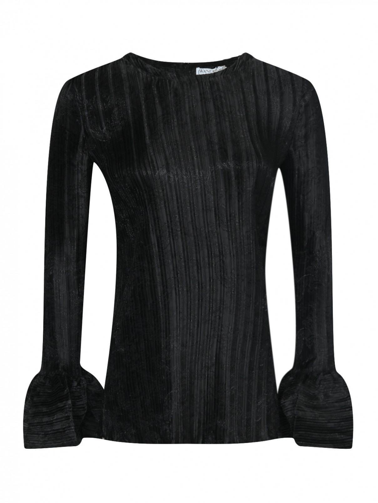 Блуза плиссированная с объемными рукавами J.W. Anderson  –  Общий вид  – Цвет:  Черный