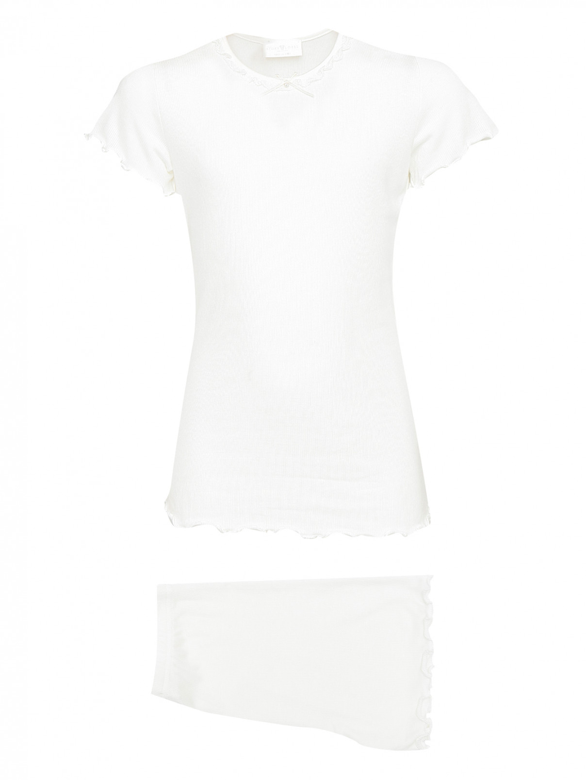 Пижама из модала с кружевом Story Loris  –  Общий вид  – Цвет:  Белый