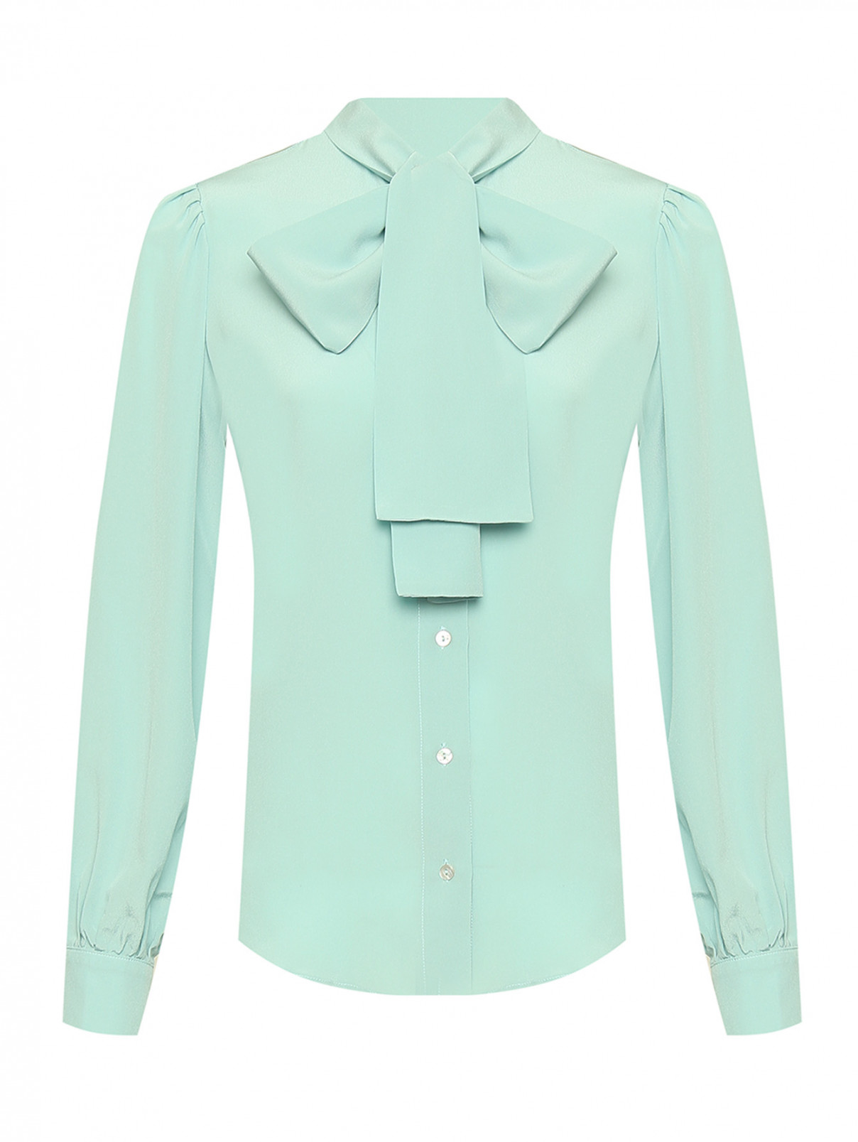 Блуза из шелка с бантом Shade  –  Общий вид  – Цвет:  Зеленый