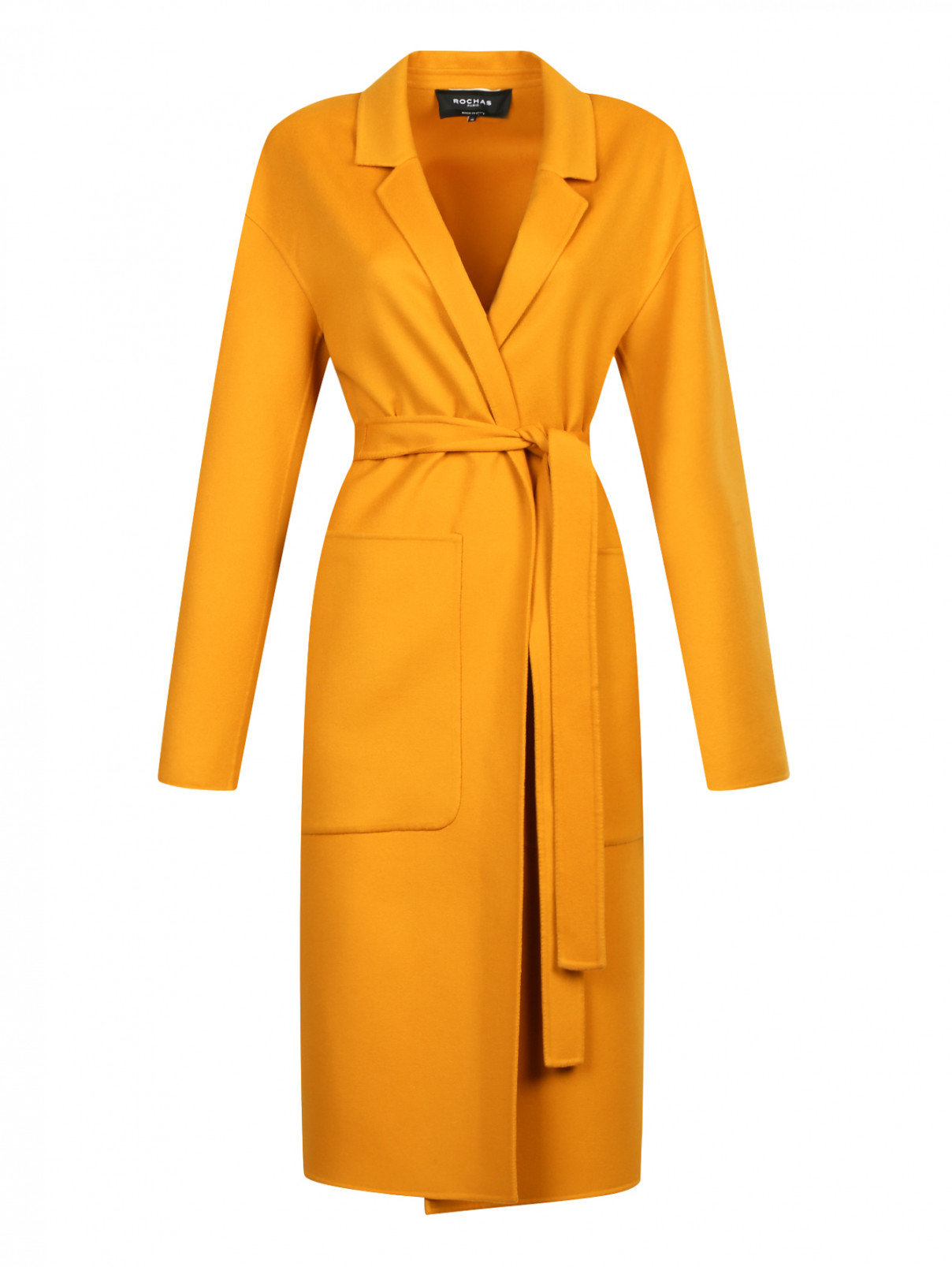 Пальто из шерсти с накладными карманами Rochas  –  Общий вид  – Цвет:  Желтый