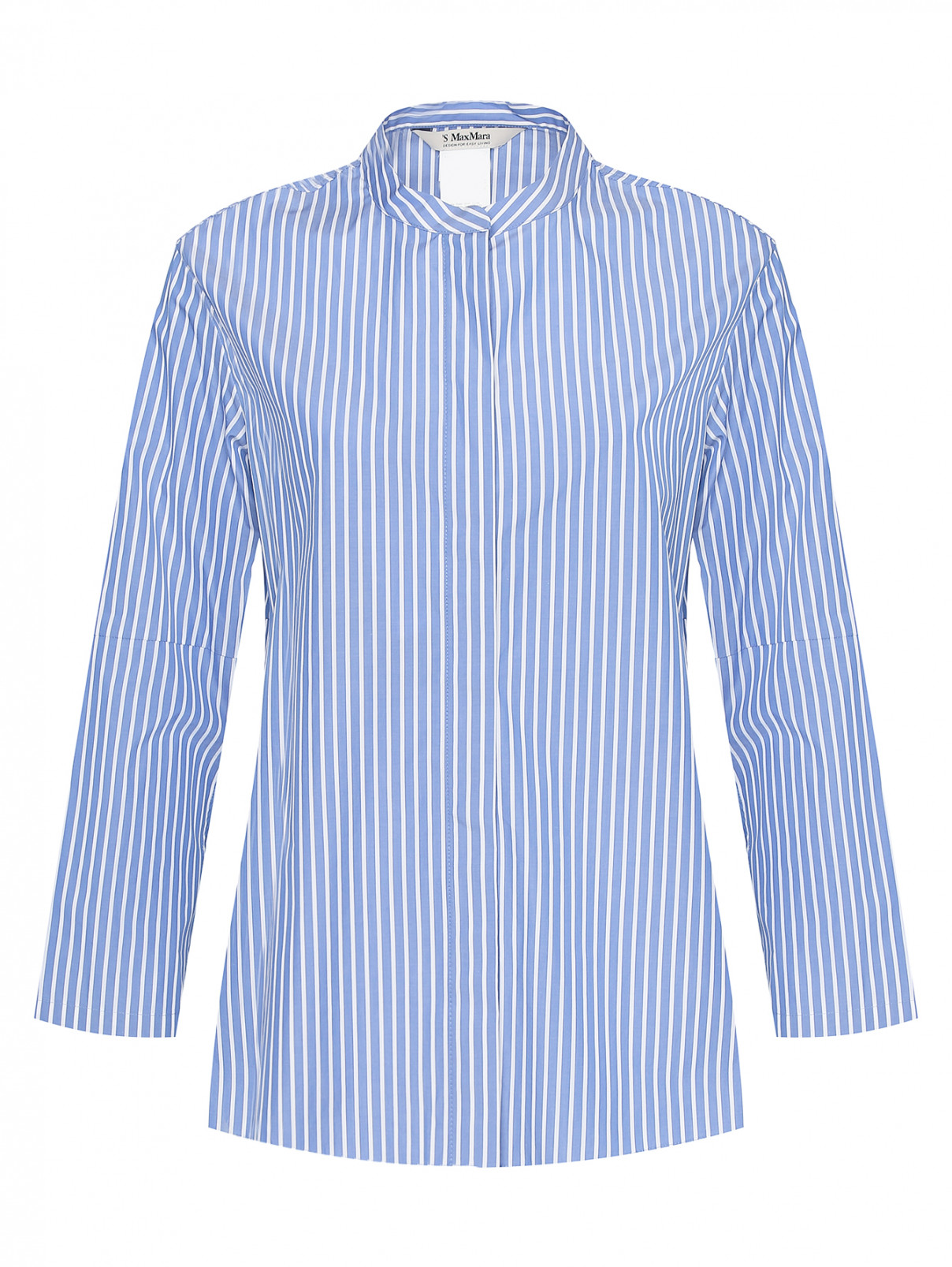 Блуза из хлопка в полоску Max Mara  –  Общий вид  – Цвет:  Синий