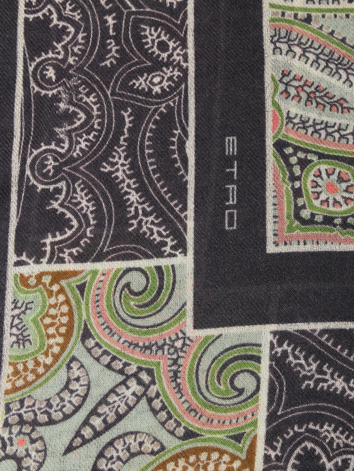 Платок из шерсти, шелка и кашемира Etro  –  Деталь  – Цвет:  Синий