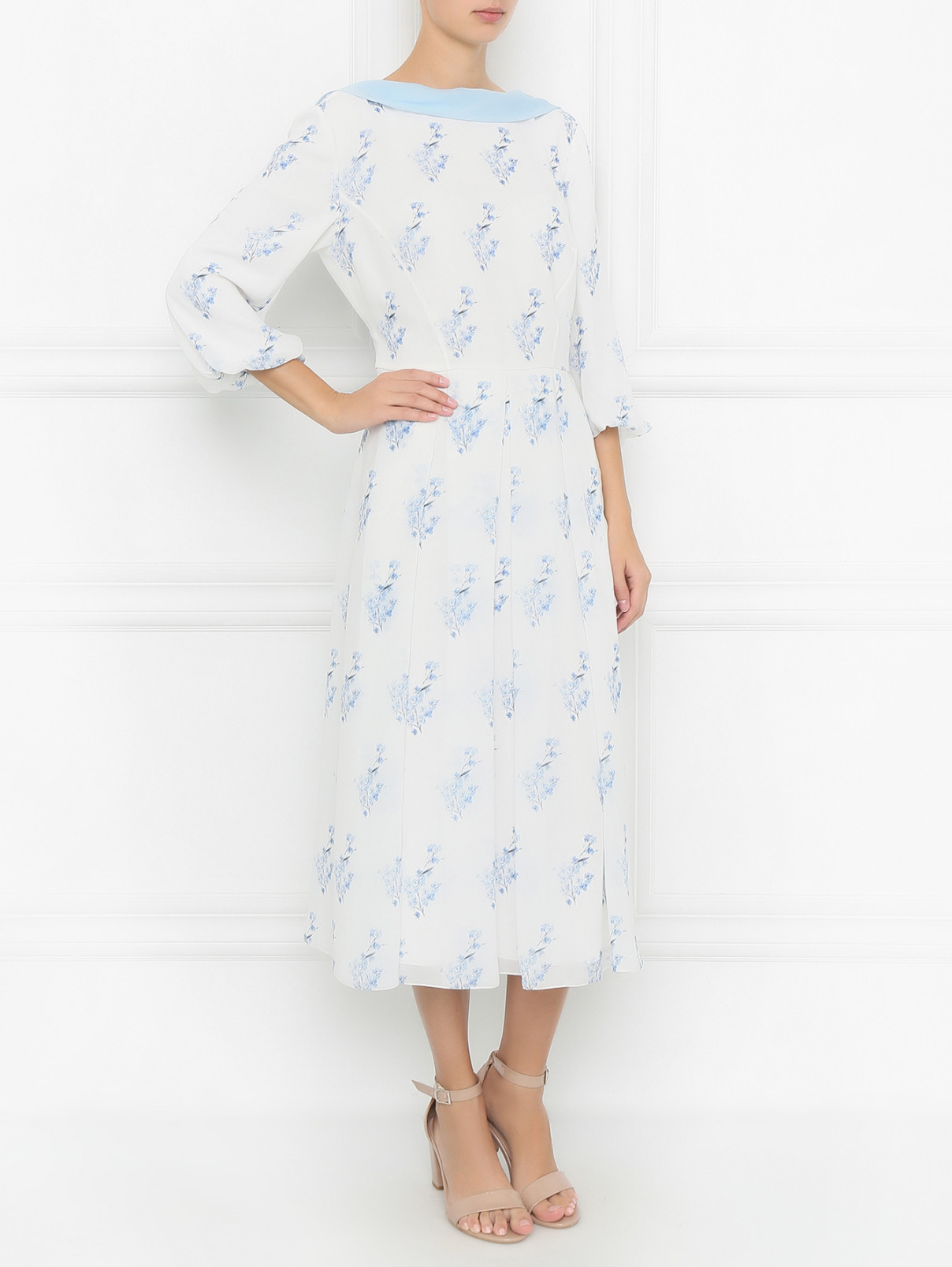 Платье-макси с цветочным узором A La Russe  –  Модель Общий вид  – Цвет:  Белый