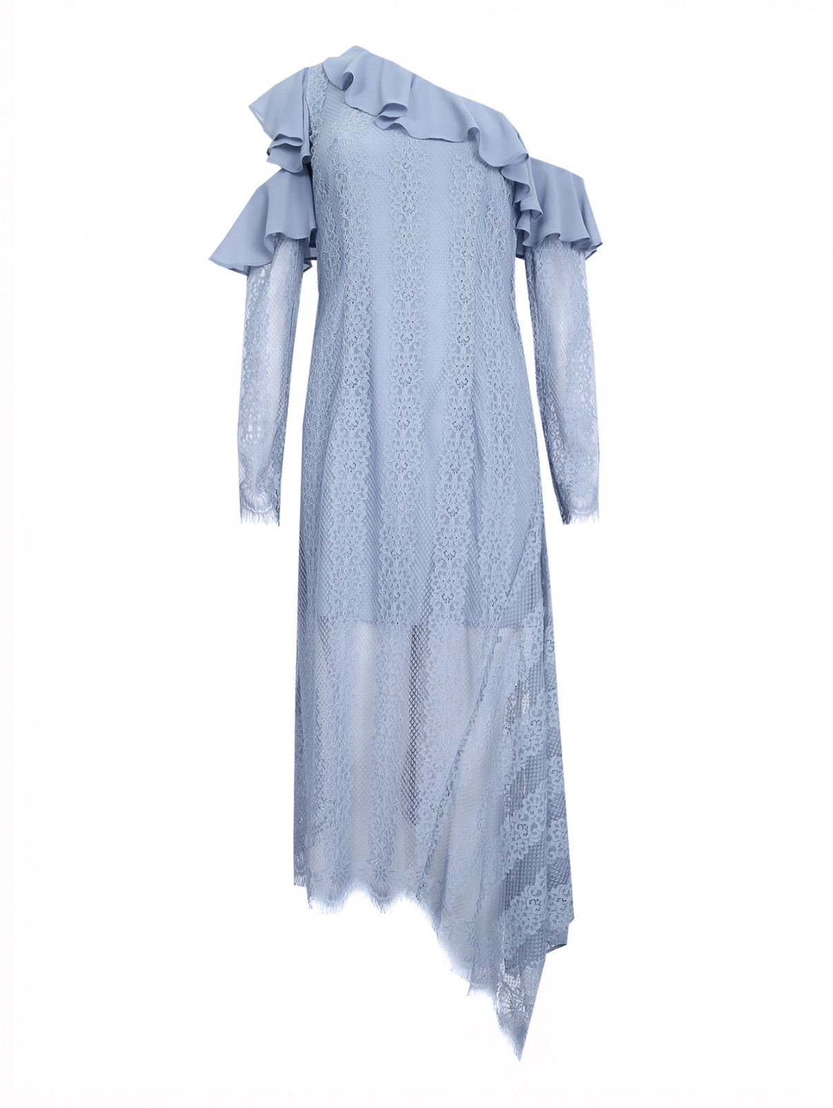 Платье из кружева с ассиметричным низом Keepsake  –  Общий вид  – Цвет:  Синий