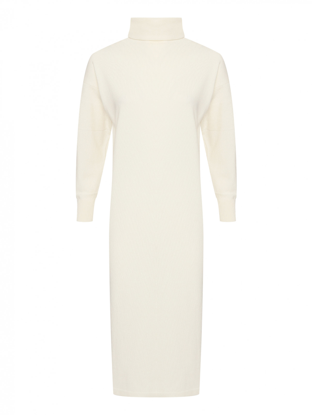 Трикотажное платье из кашемира с разрезом Malo  –  Общий вид  – Цвет:  Белый