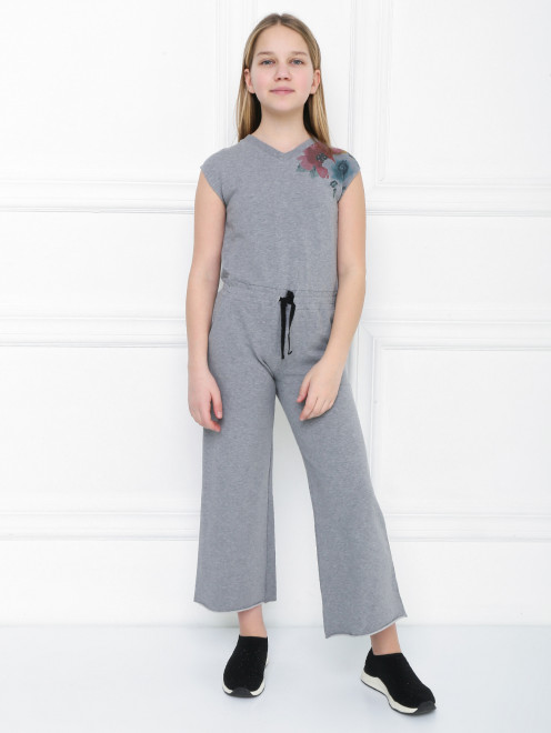 Комбинезон трикотажный с вышивкой Armani Junior - МодельОбщийВид