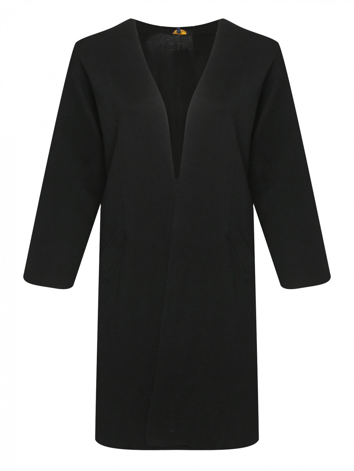 Кардиган из шерсти с карманами Luisa Spagnoli  –  Общий вид  – Цвет:  Черный