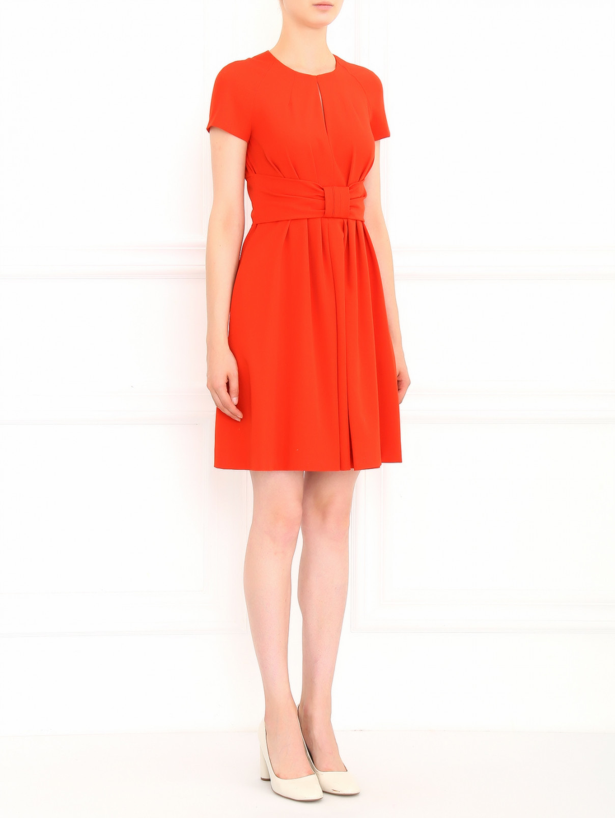 Платье из шерсти с боковыми карманами Moschino  –  Модель Общий вид  – Цвет:  Красный