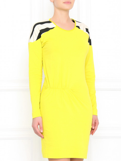 Платье из хлопка с контрастными вставками - Модель Верх-Низ