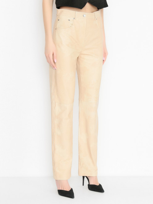 Брюки из кожи прямого кроя Sportmax - МодельВерхНиз