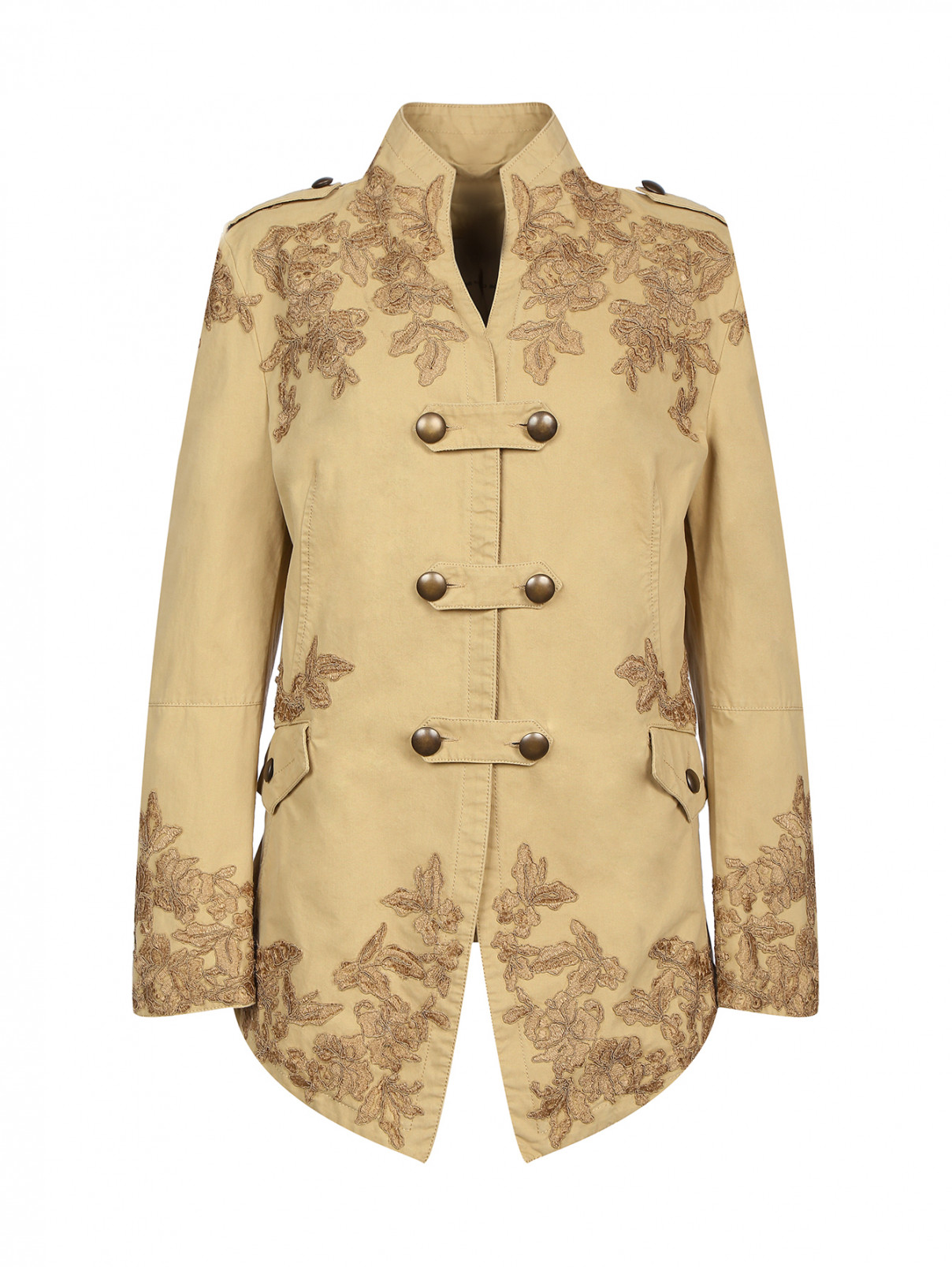 Легкое пальто декорированное вышивкой Ermanno Scervino  –  Общий вид  – Цвет:  Бежевый