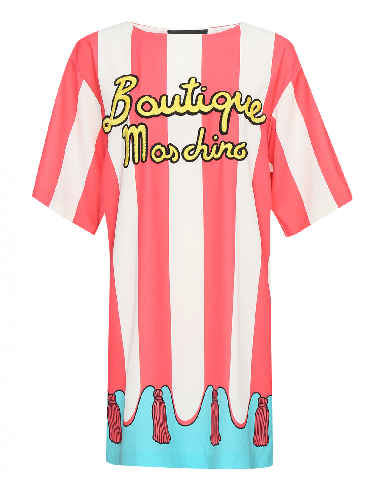 Платье свободного кроя с узором и вышивкой BOUTIQUE MOSCHINO  –  Общий вид  – Цвет:  Мультиколор