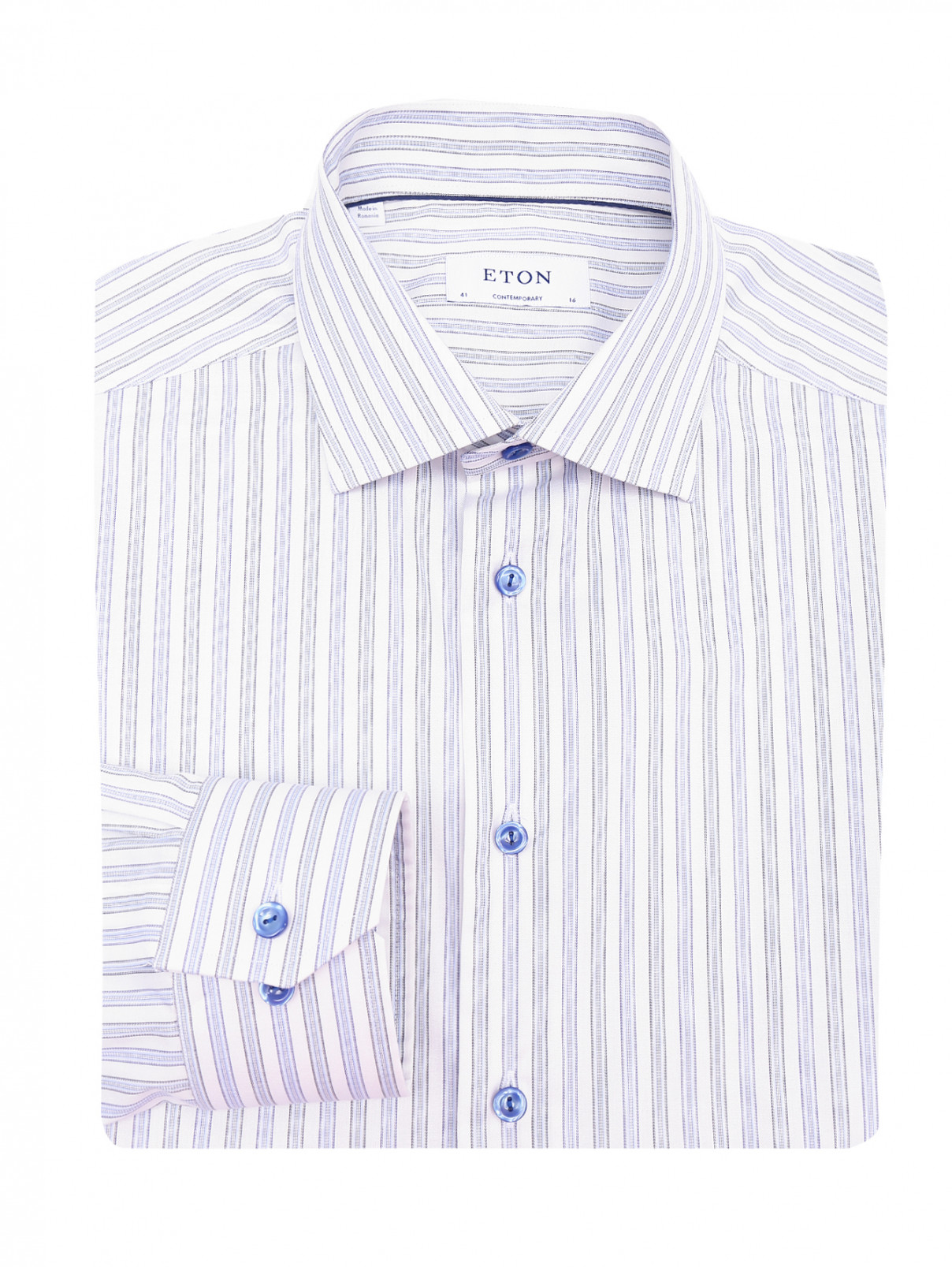 Рубашка из хлопка с узором "полоска" Eton  –  Общий вид  – Цвет:  Узор