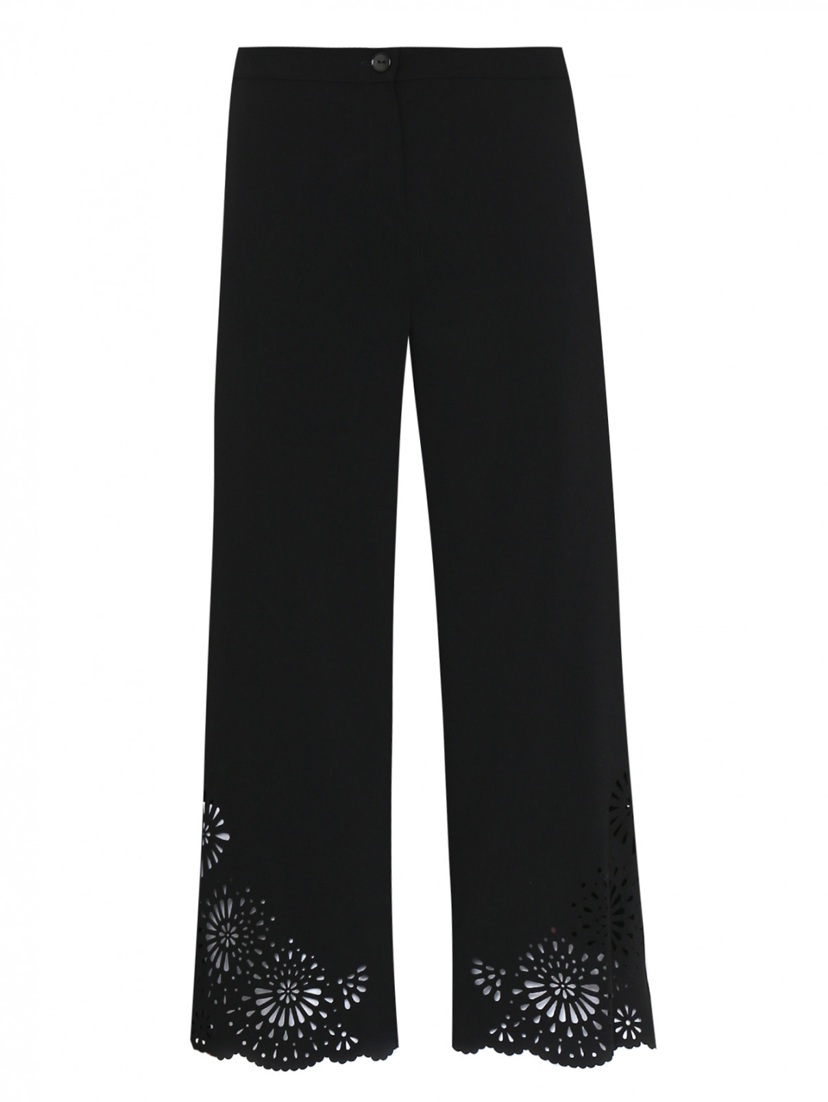 Укороченные брюки с перфорацией Persona by Marina Rinaldi  –  Общий вид  – Цвет:  Черный
