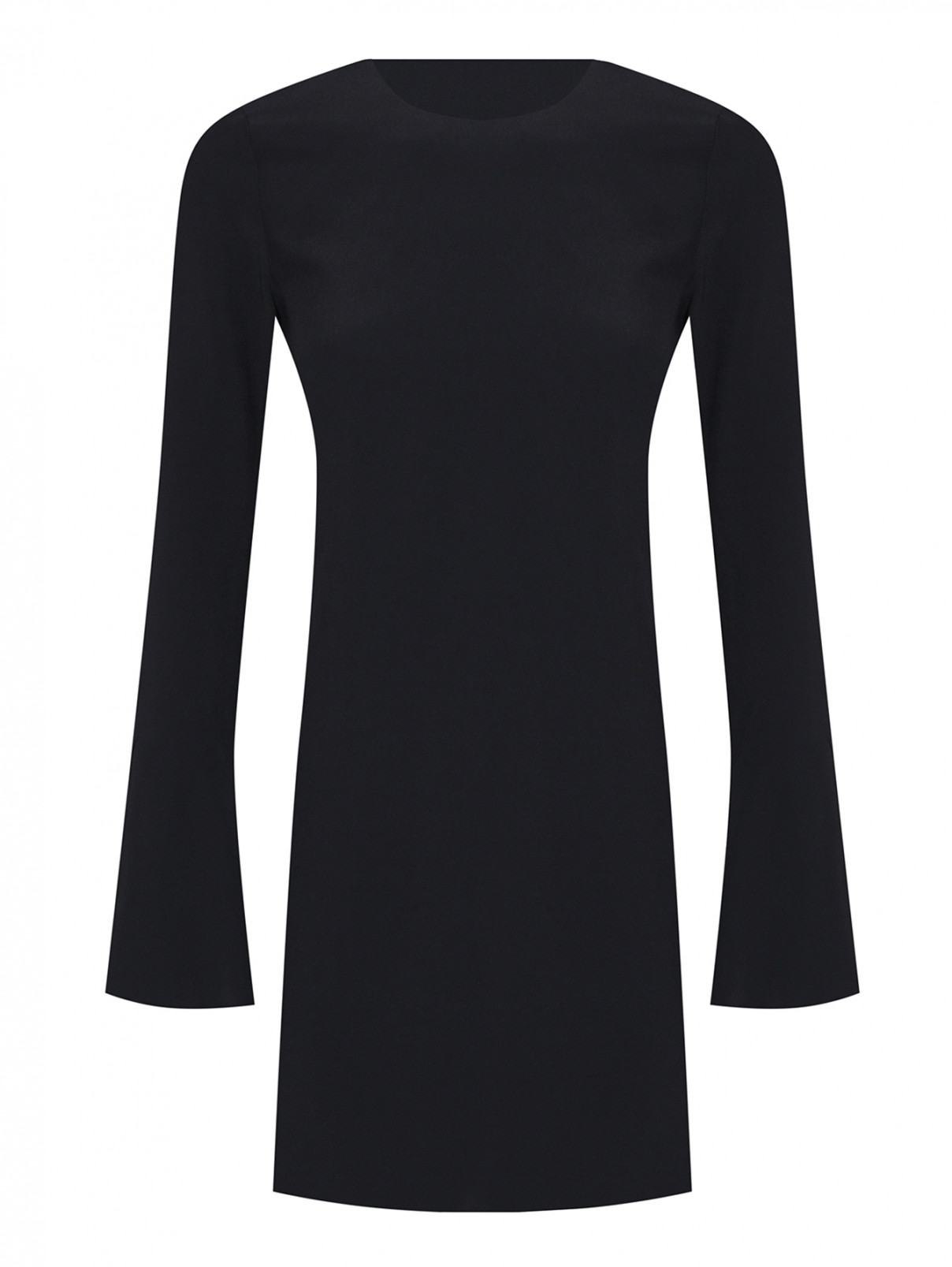 Однотонное платье-мини из смешанной вискозы N21  –  Общий вид  – Цвет:  Черный