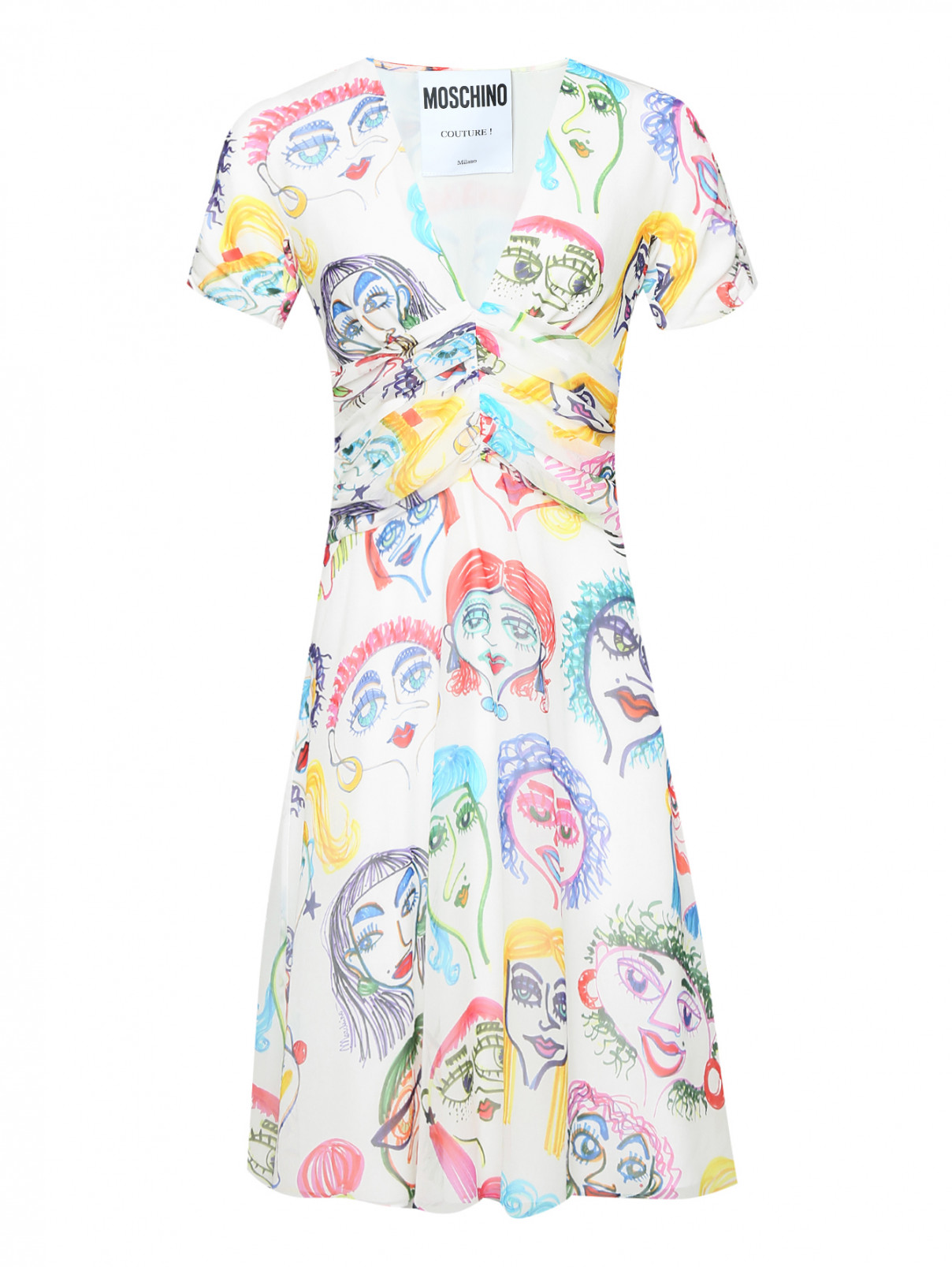 Платье из шелка с узором Moschino  –  Общий вид  – Цвет:  Узор