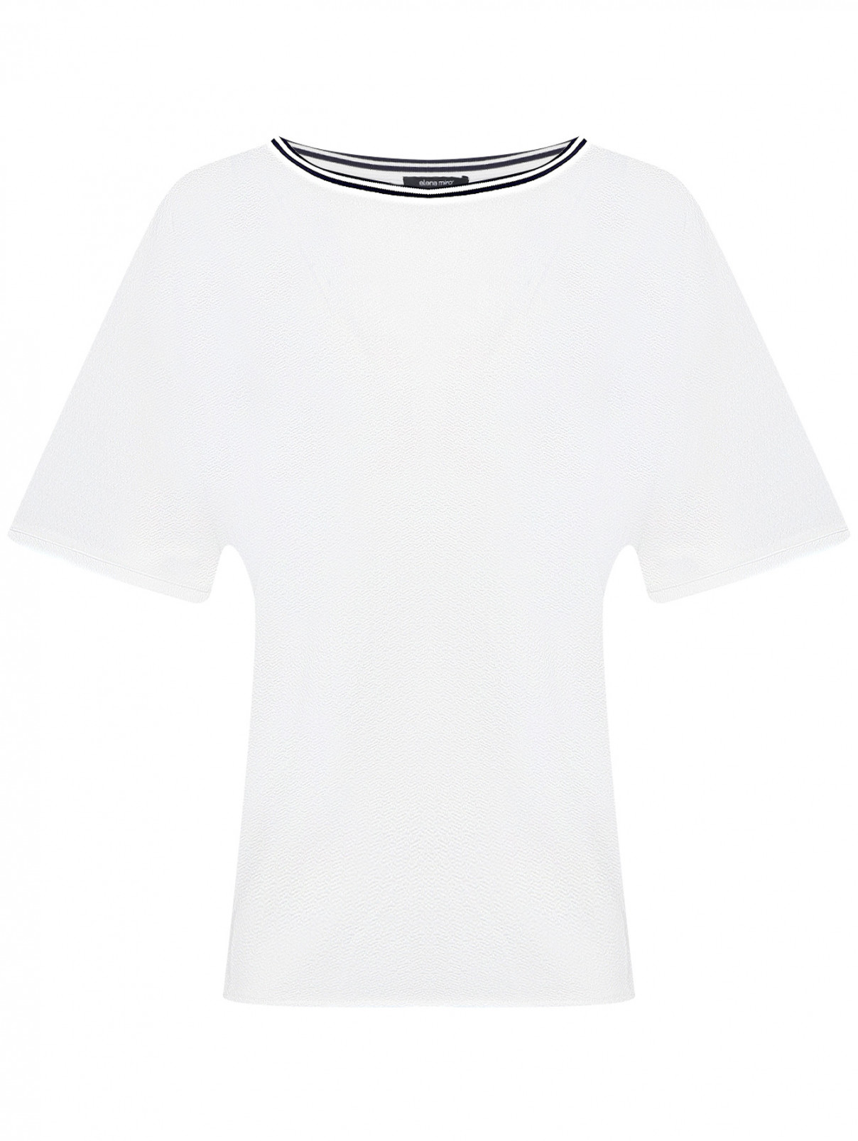 Блуза свободного кроя с контрастной отделкой Elena Miro  –  Общий вид  – Цвет:  Белый