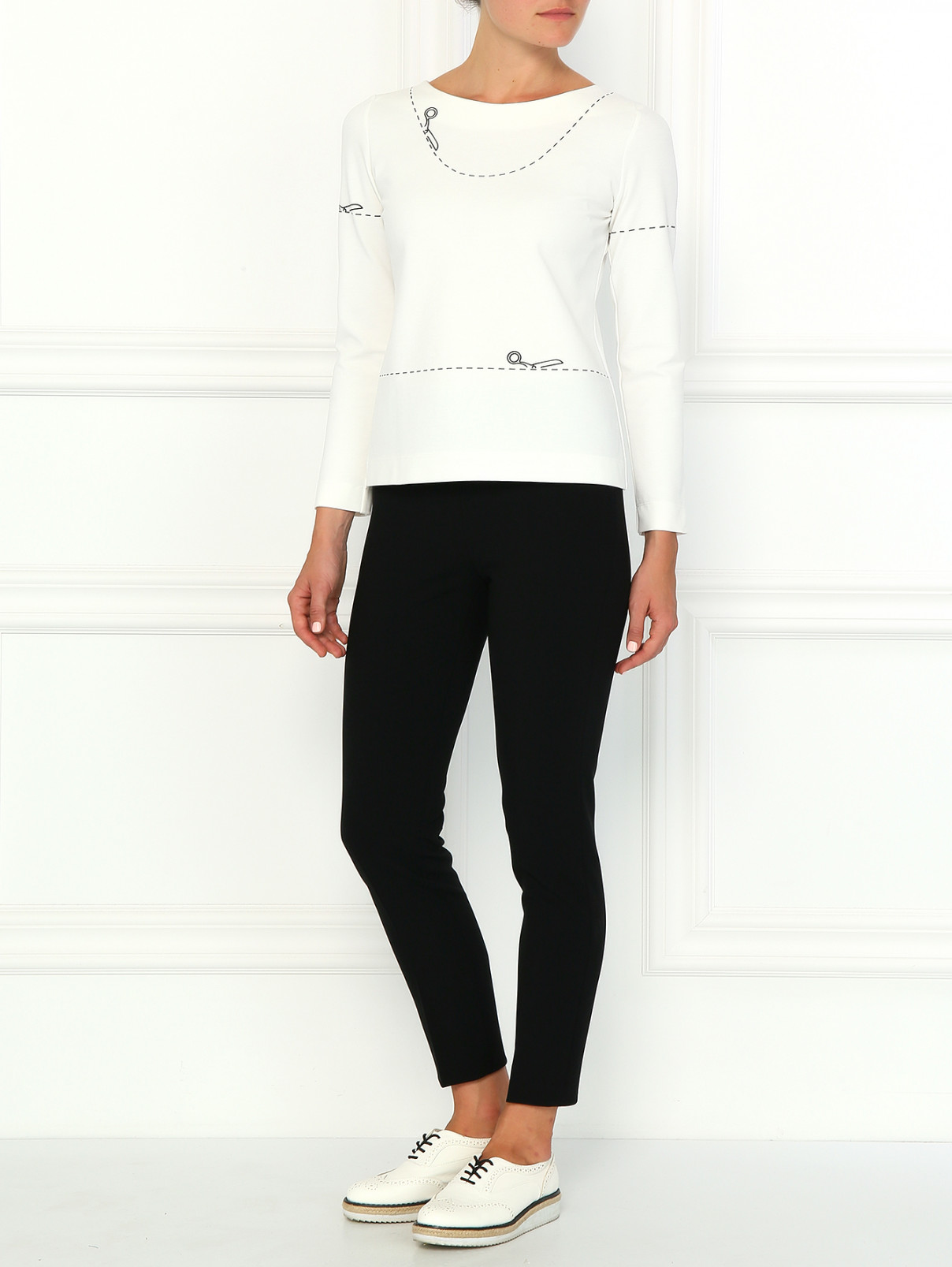 Зауженные брюки с высокой посадкой Moschino Couture  –  Модель Общий вид  – Цвет:  Черный
