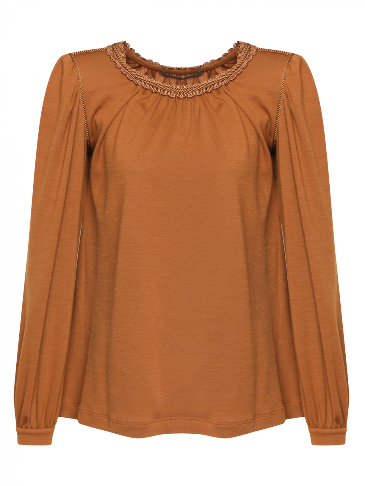 Блуза из шерсти с драпировкой Alberta Ferretti  –  Общий вид  – Цвет:  Оранжевый