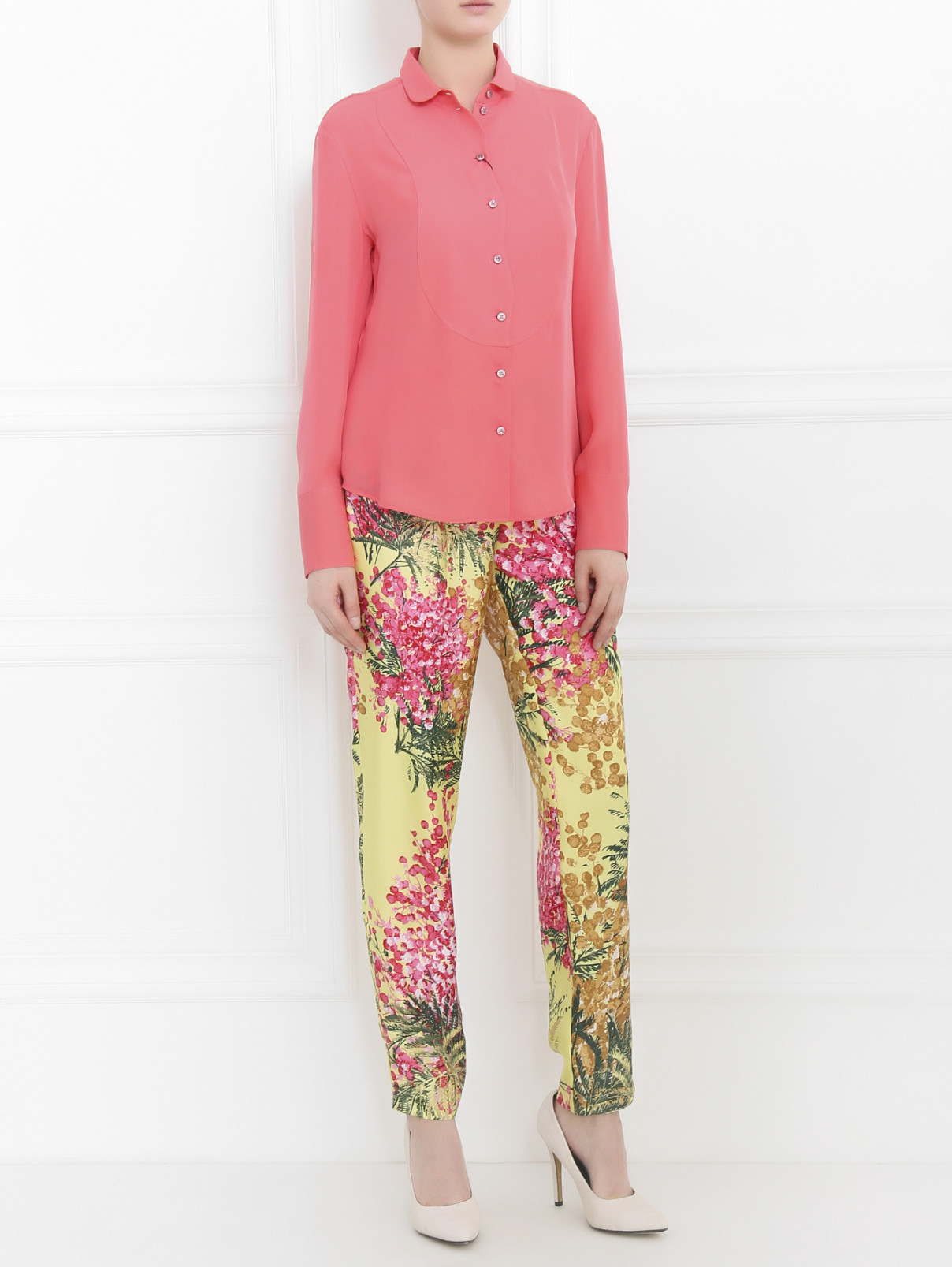 Свободные брюки на резинке из шелка с цветочным узором Antonio Marras  –  Модель Общий вид  – Цвет:  Узор
