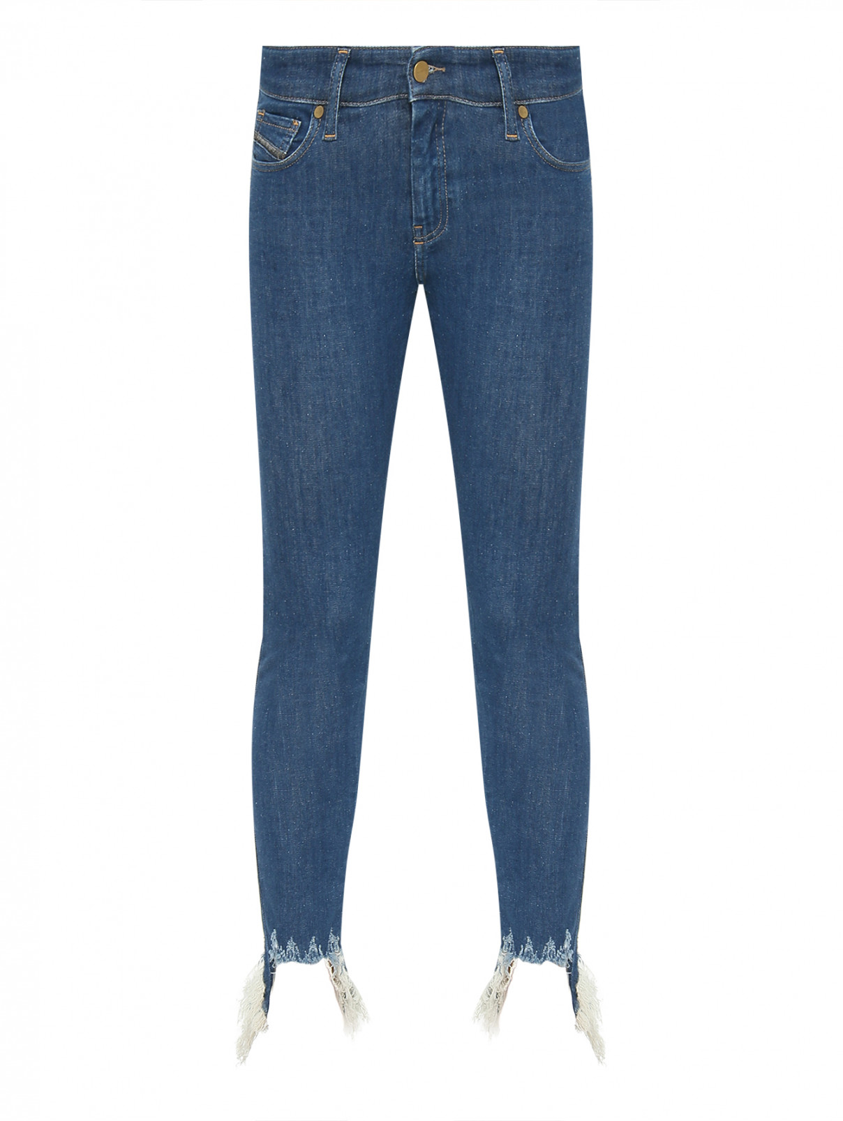 Однотонные джинсы с бахромой Diesel  –  Общий вид  – Цвет:  Синий
