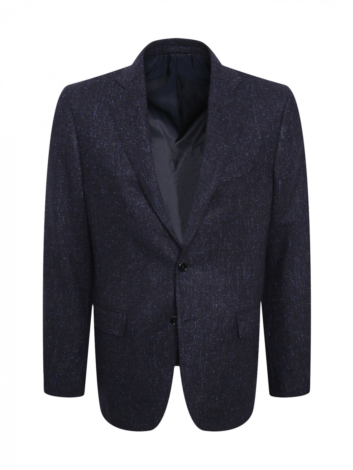 Пиджак из шерсти с узором LARDINI  –  Общий вид  – Цвет:  Синий