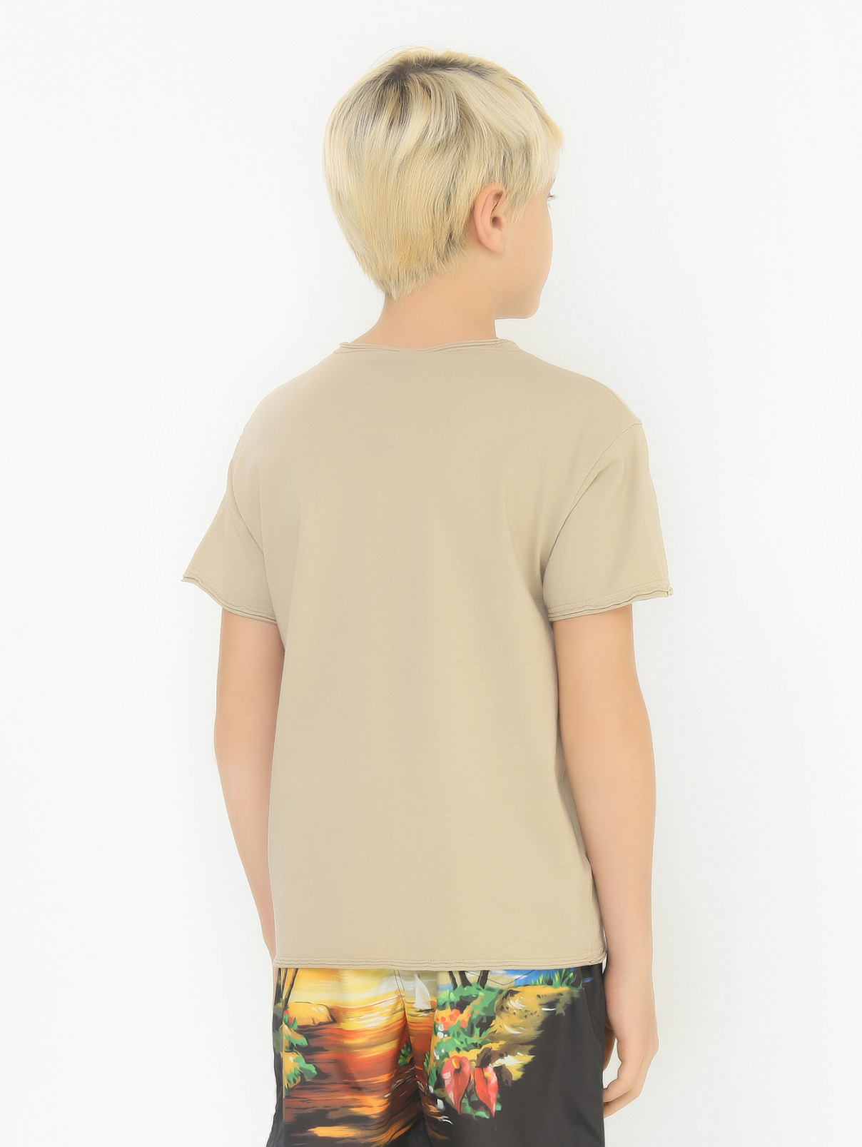 Однотонная футболка с карманом Il Gufo  –  МодельВерхНиз1  – Цвет:  Бежевый