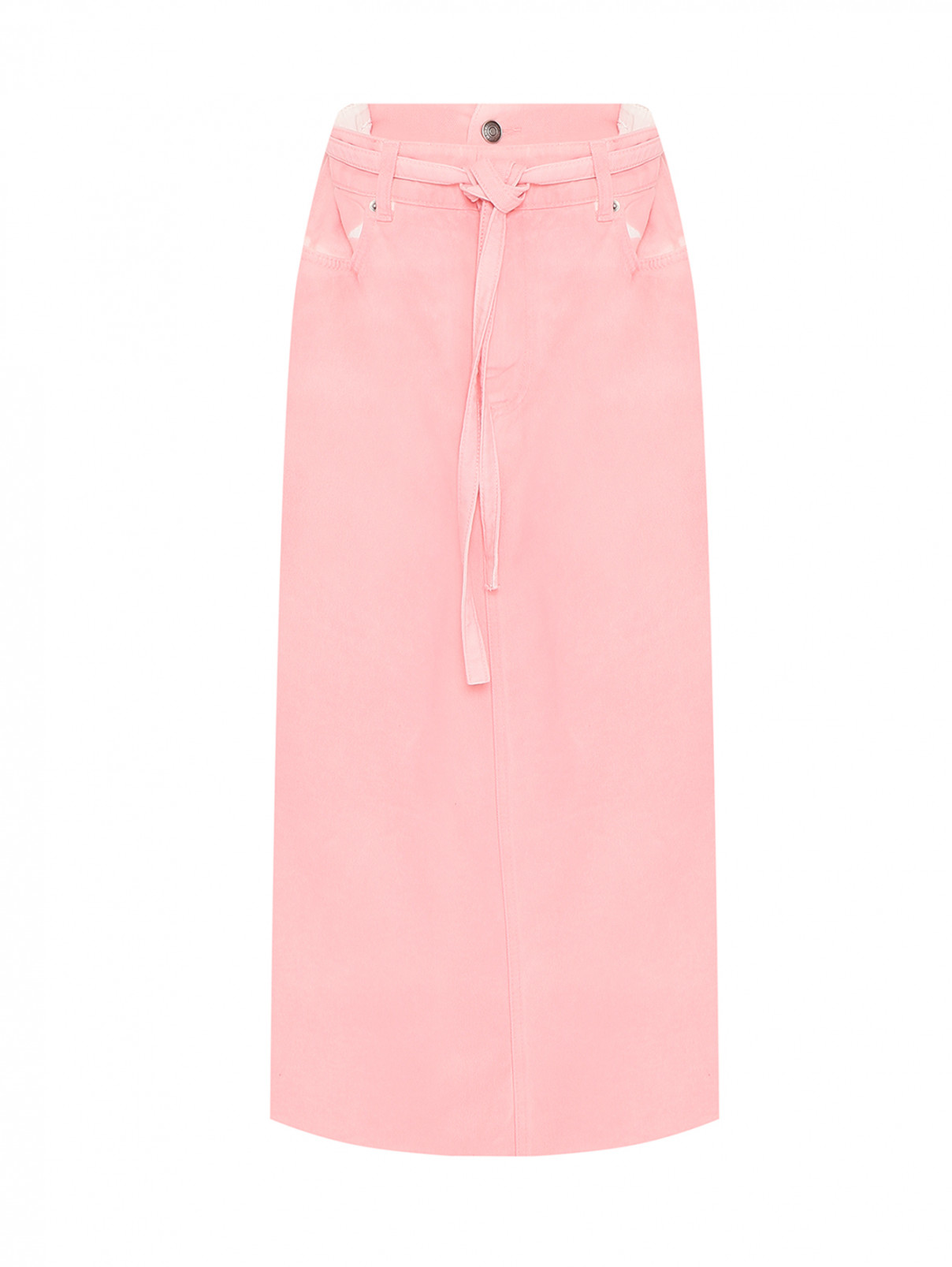 Джинсовая юбка-миди с карманами Sportmax  –  Общий вид  – Цвет:  Розовый
