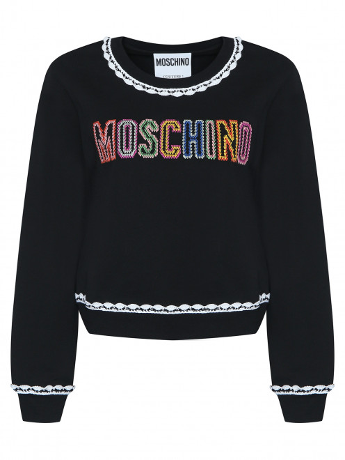 Хлопковый свитшот с вышивкой Moschino - Общий вид