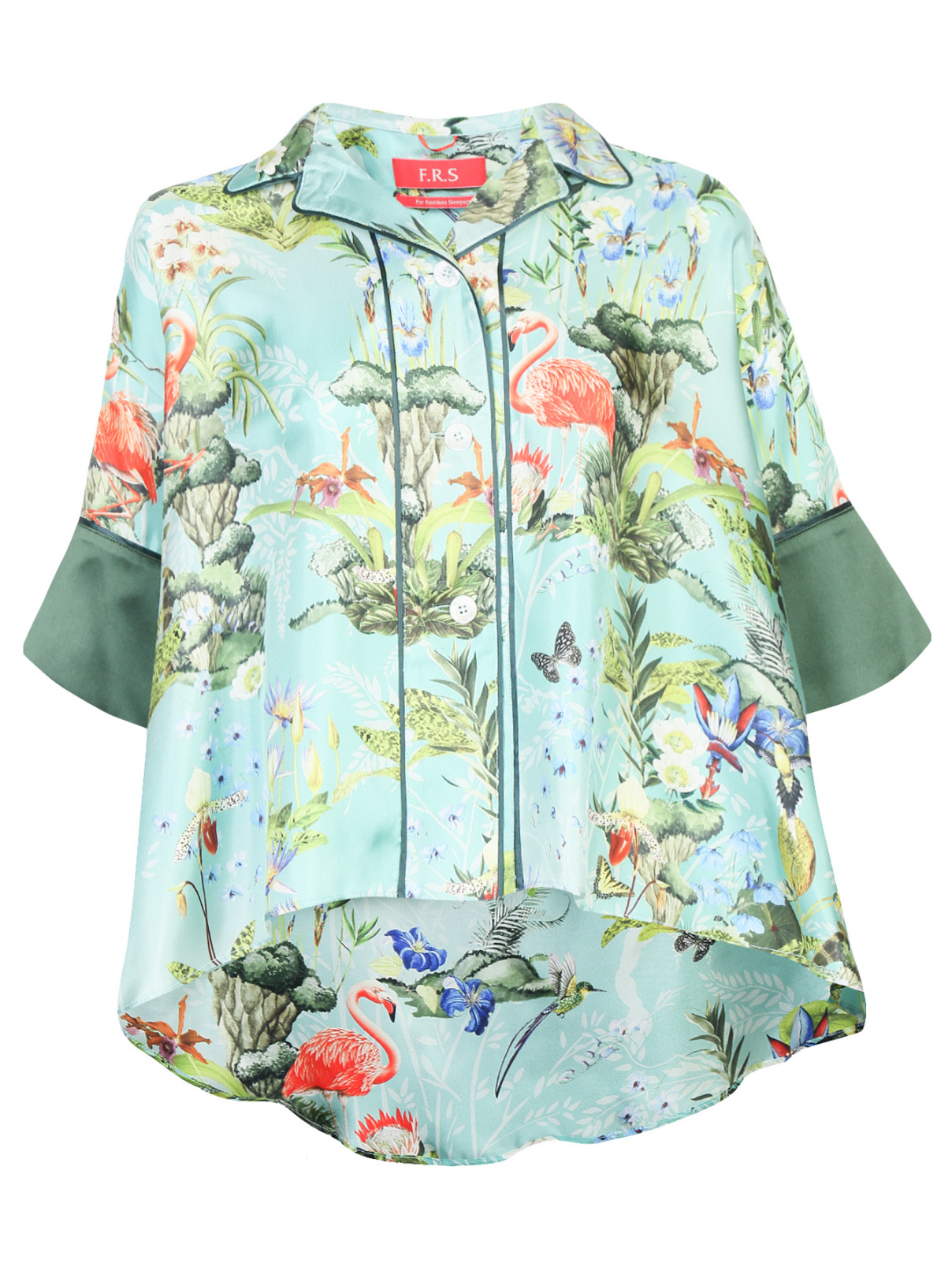 Блуза из шелка асимметричного кроя с узором F.R.S For Restless Sleepers  –  Общий вид  – Цвет:  Узор