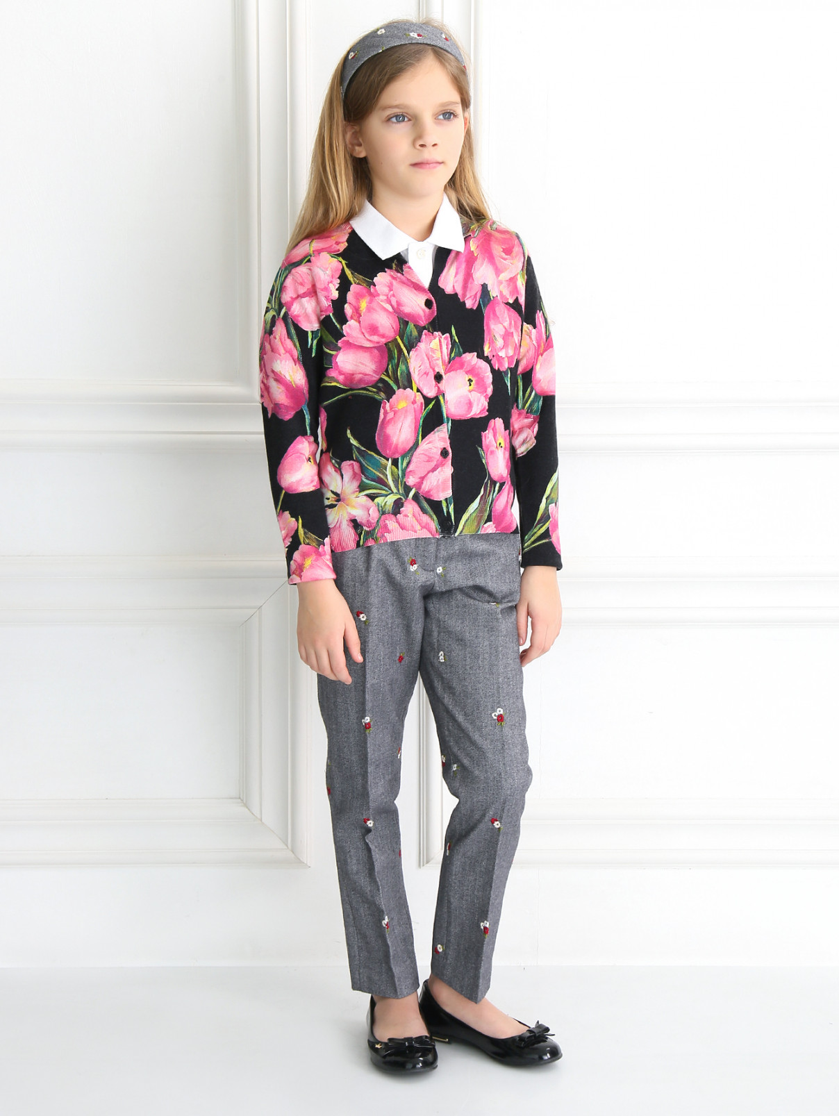 Кардиган из шерсти с цветочным узором Dolce & Gabbana  –  Модель Общий вид  – Цвет:  Мультиколор