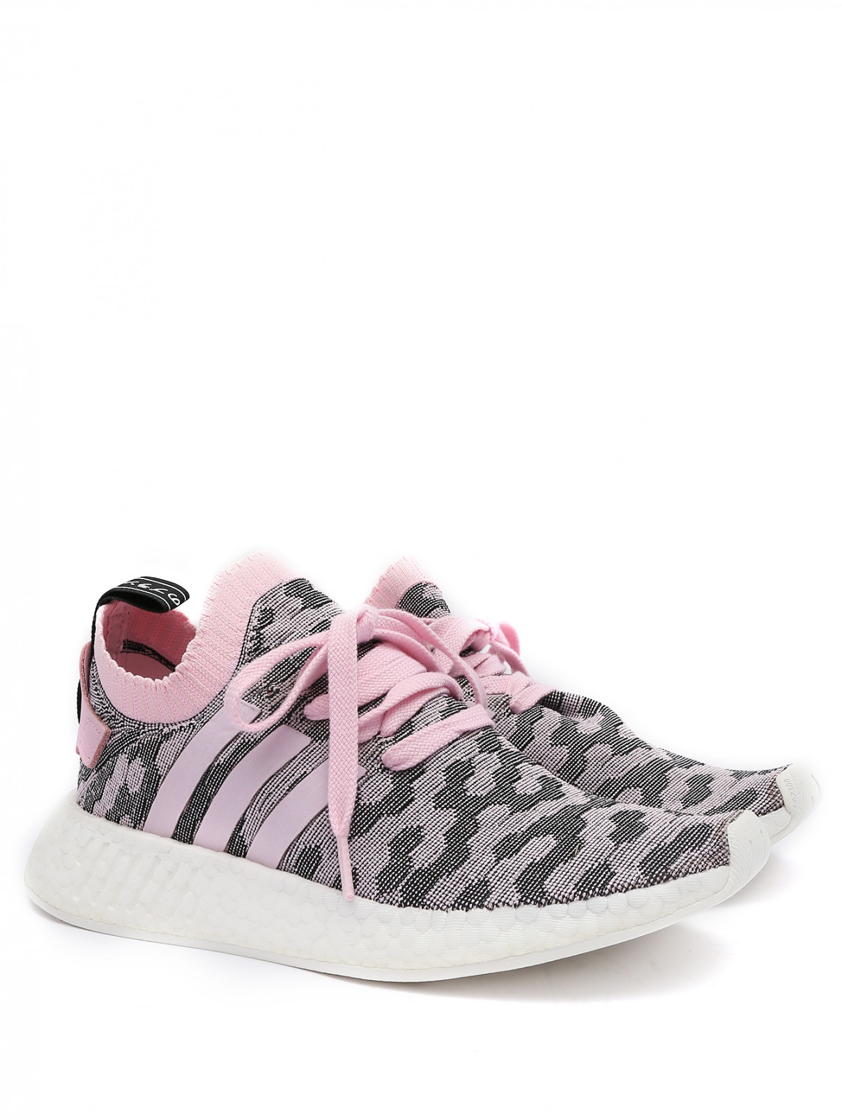 Комбинированные кроссовки с узором Adidas Originals  –  Общий вид  – Цвет:  Розовый