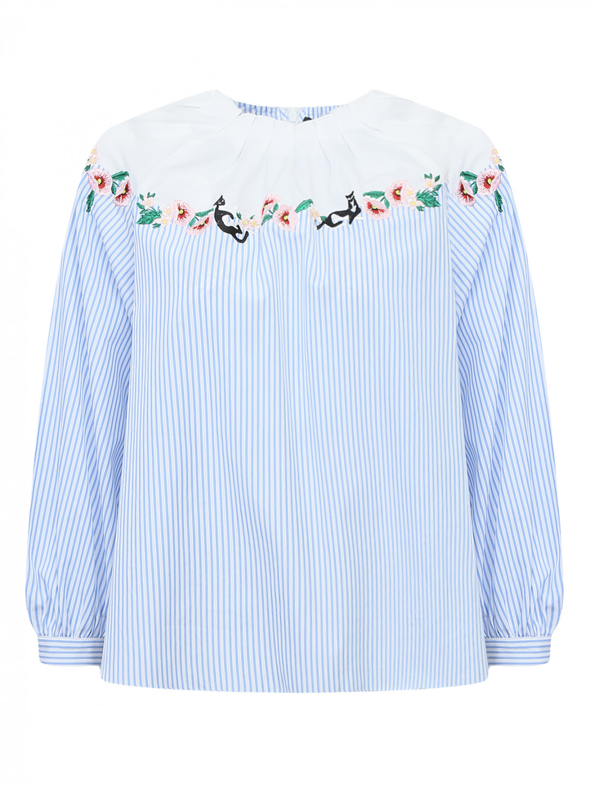 Блуза из хлопка с цветочным узором Weekend Max Mara  –  Общий вид  – Цвет:  Синий
