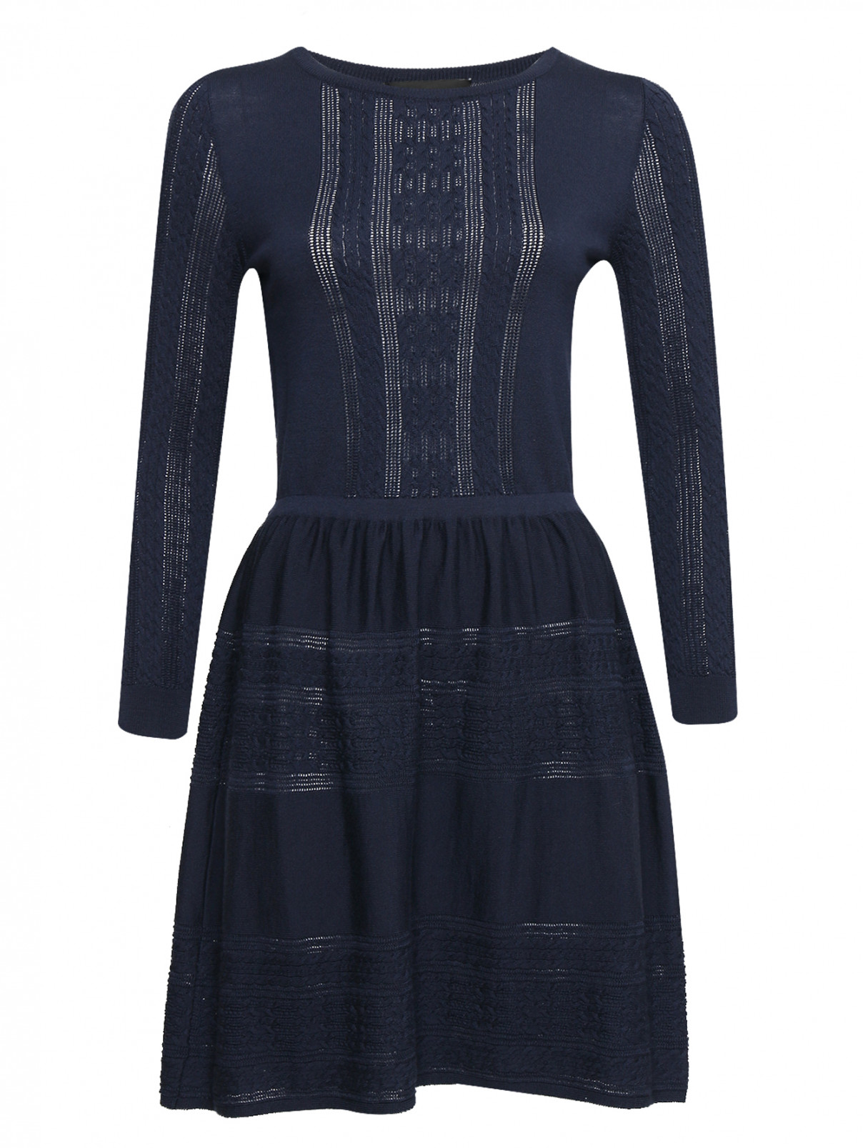 Трикотажное платье из шерсти BOUTIQUE MOSCHINO  –  Общий вид  – Цвет:  Синий